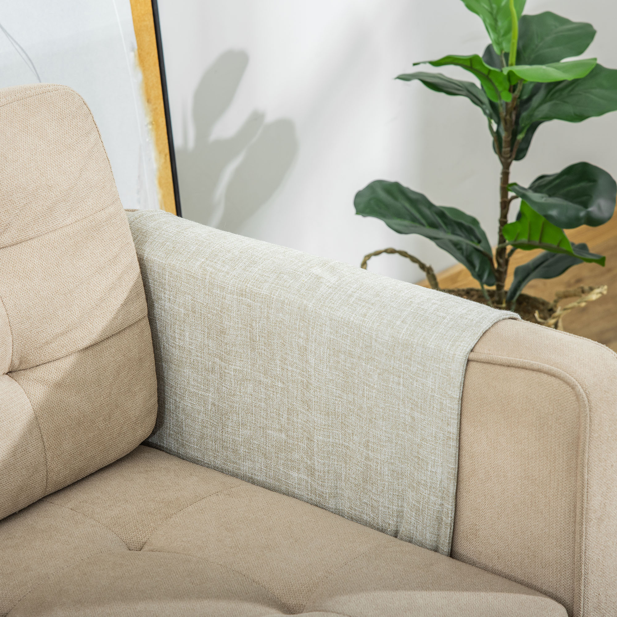 2er Kratzmatte Kratzschutz Sofa Sisal Kratzteppich für Katze Sessel Couch Katzenkratzmatte Beige+Grau 130 x 45 x 0,3 cm