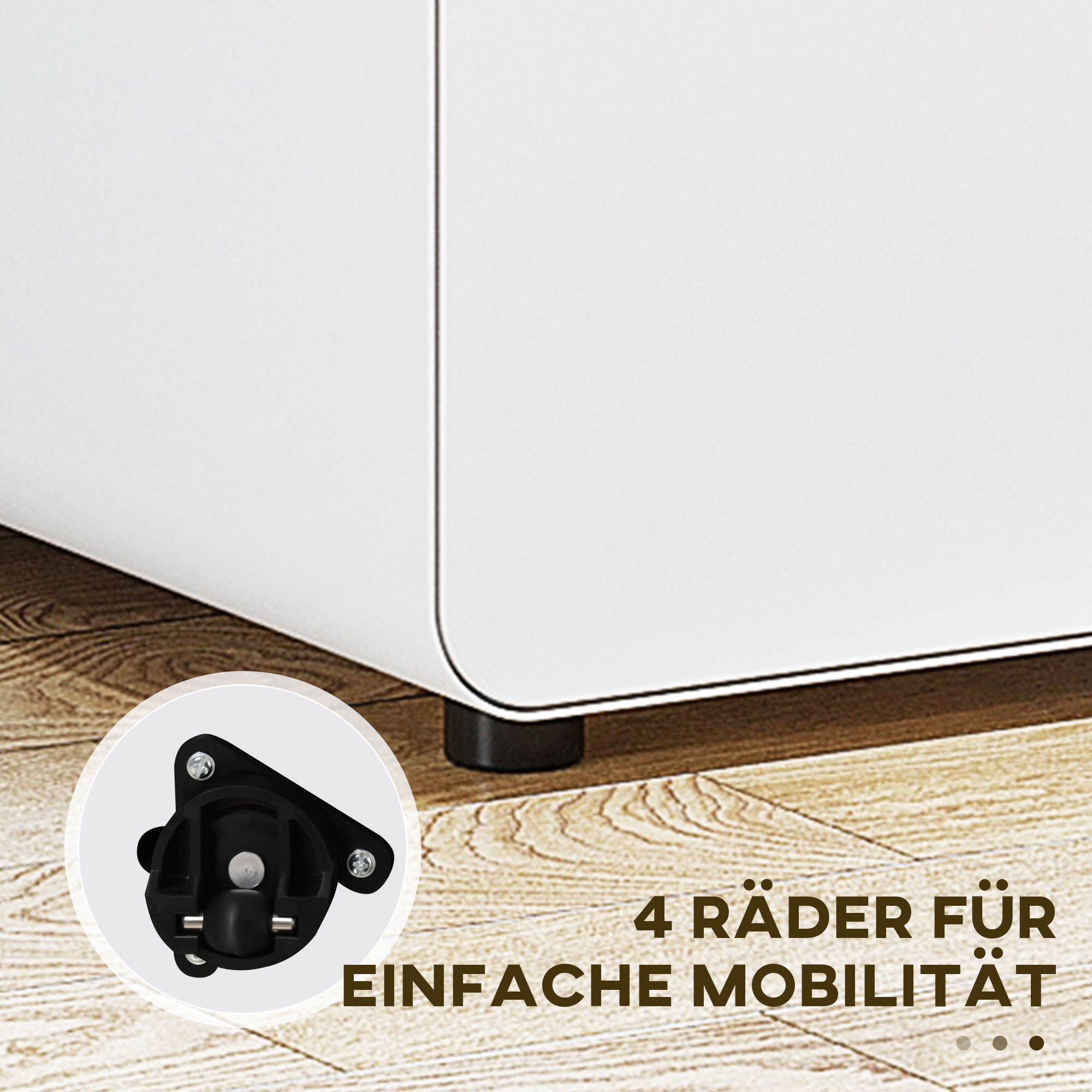 Rollcontainer, Aktenschrank, Bürocontainer mit 3 Schubladen, Büroschrank, Aufbewahrung, Container, Stahl, Weiß, 39 x 48 x 59 cm