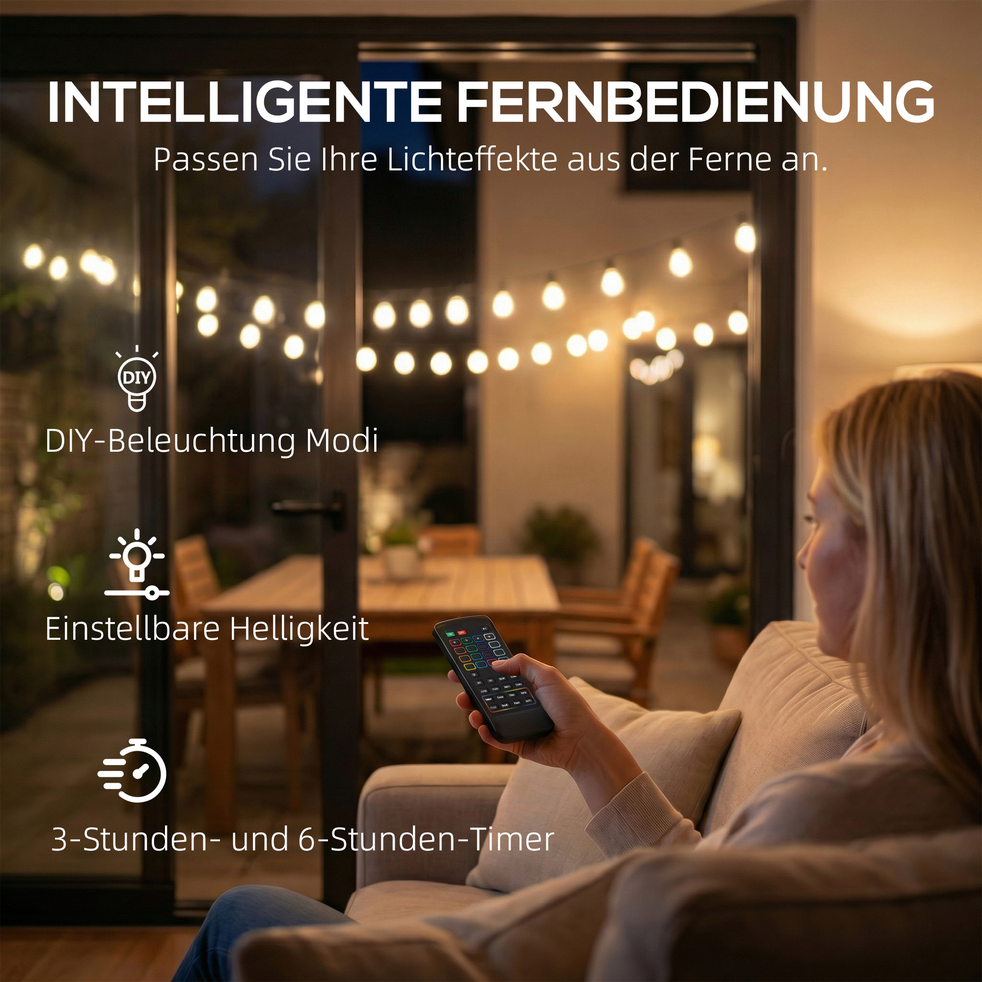 Globe Lichterkette, RGBW Vorhanglichter, IP44 wasserdicht für Innen- und Außendekoration