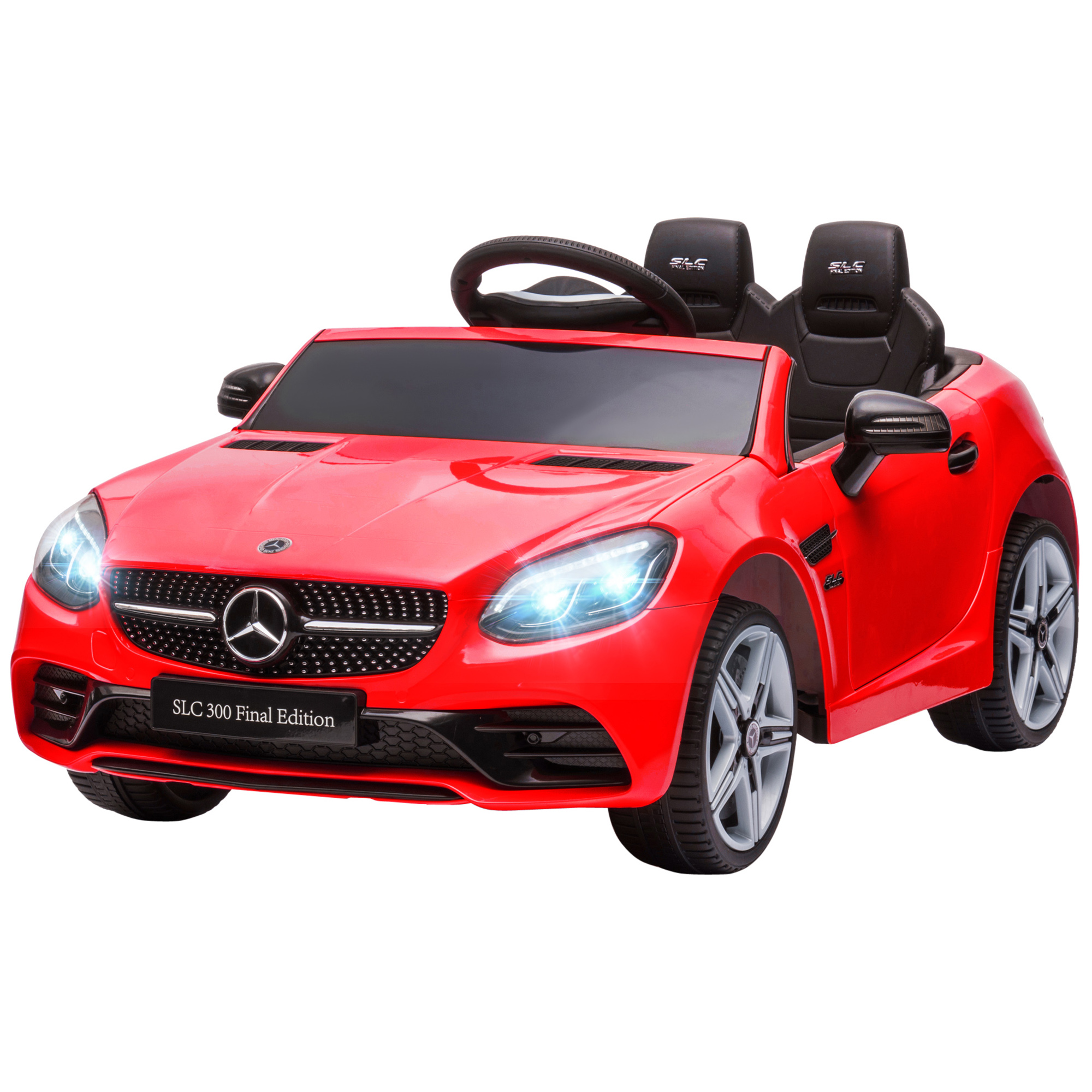 Kinder-Elektroauto mit LED-Scheinwerfern, Sicherheitsgurt, Hupe, Musik, 3-5 km/h, 3-6 Jahre, Rot