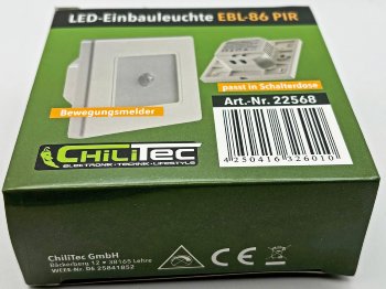LED Wand-Einbauleuchte "EBL 86 PIR" / 3000k, warmweiß, Rahmen cremeweiß