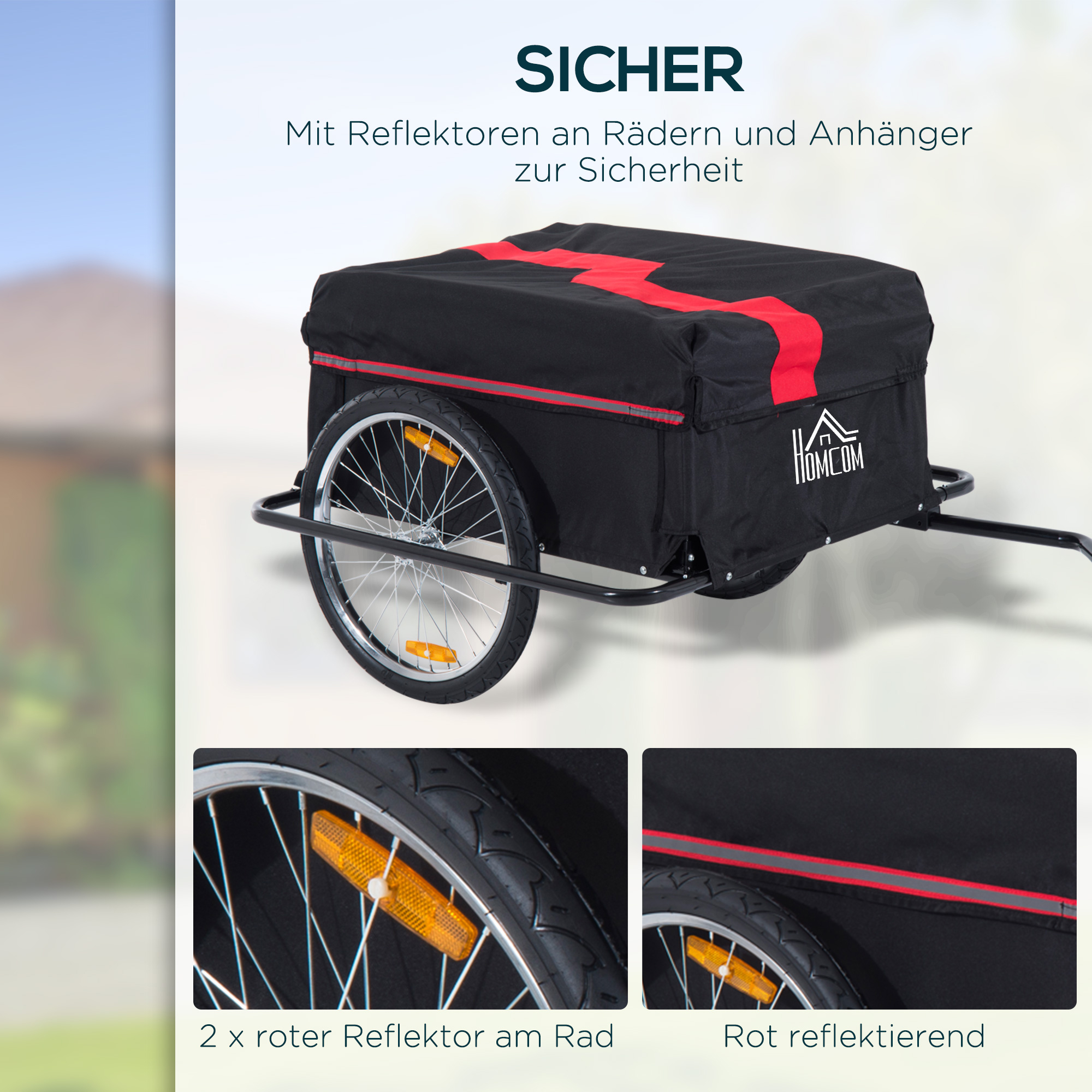 Fahrradanhänger, klappbar Lastenanhänger mit Kupplung,Transportwagen bis 40 kg belastbar, Transportanhänger Anhänger für Fahrrad Handwagen 140 x 88 x 60 cm