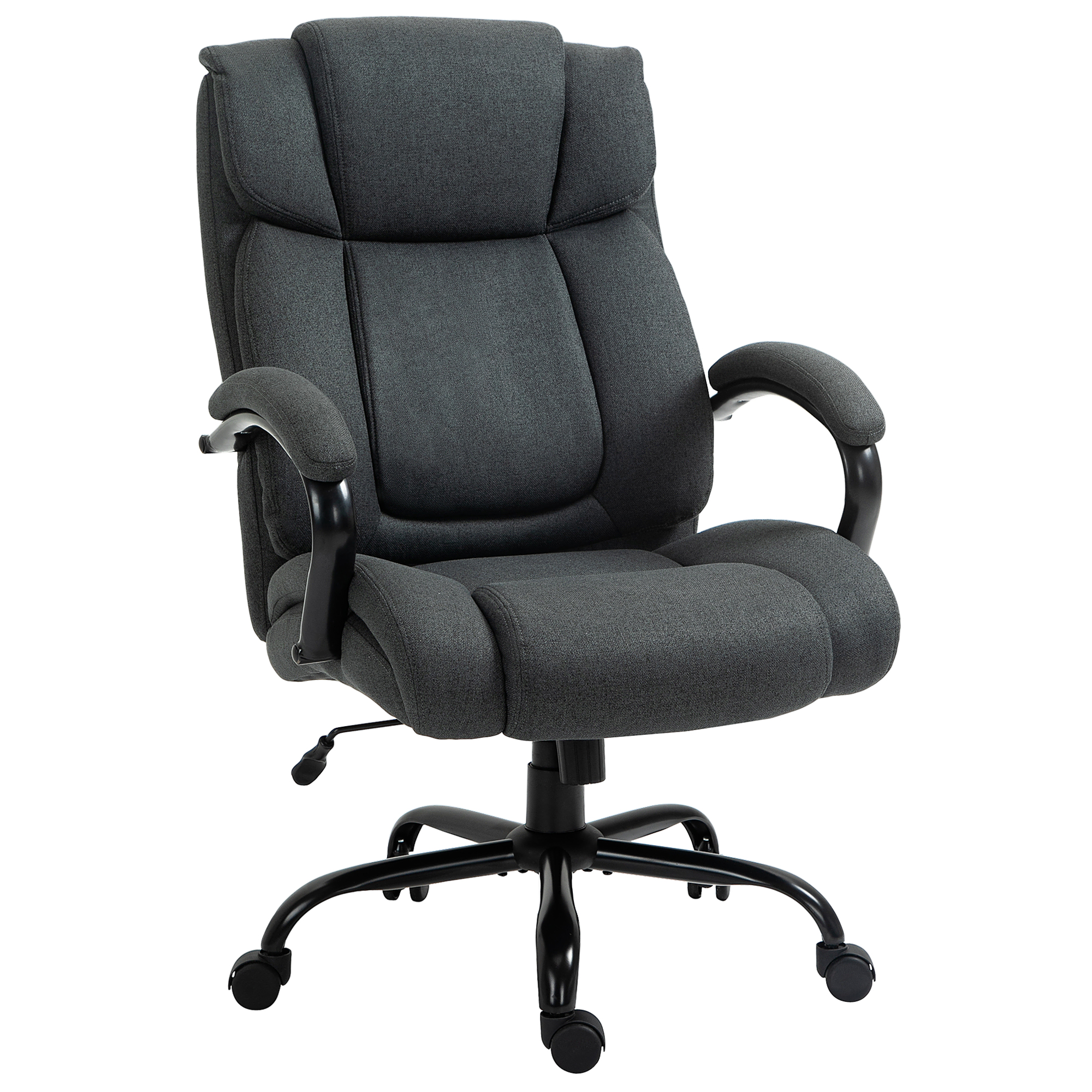 Bürostuhl, Ergonomischer Schreibtischstuhl, Drehstuhl mit gepolsterter Armlehne, bis 220 kg belastbar, Grau