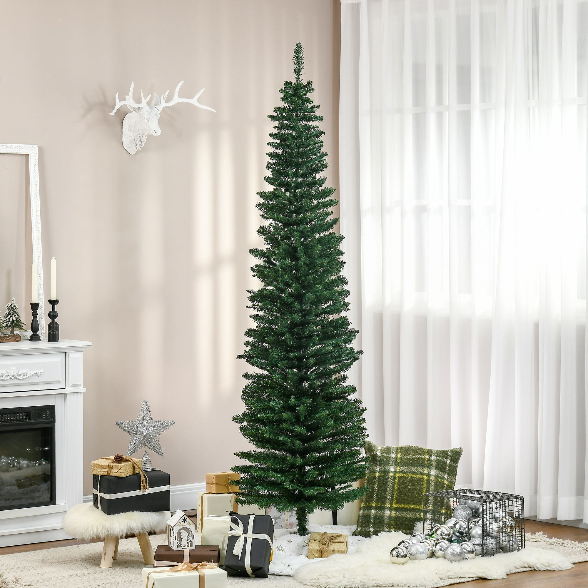 Weihnachtsbaum künstliche Künstliche Tanne Christbaum, inkl Ständer Weihnachtsstern 2,1 m, Grün