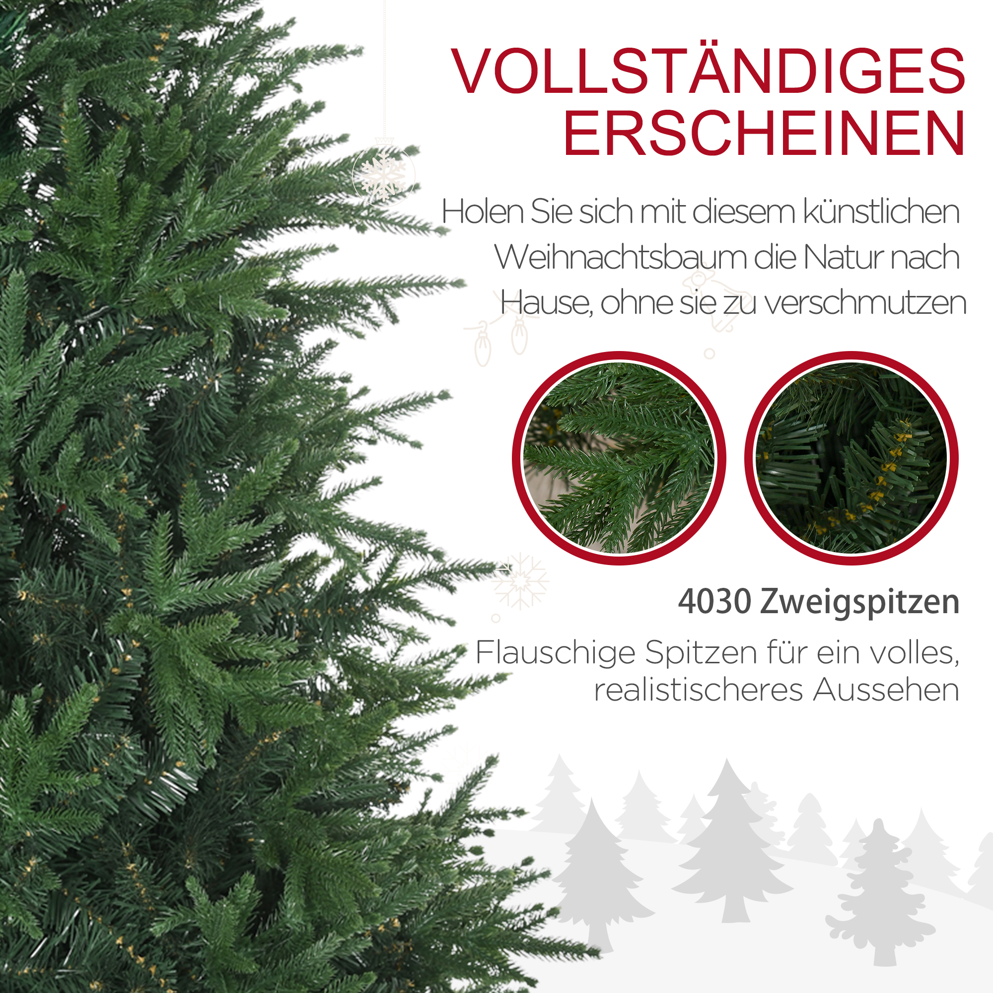Weihnachtsbaum, Kunsttanne, realistisches Aussehen, schneller Aufbau, Kunststoff, Grün, 114 x 114 x 180cm