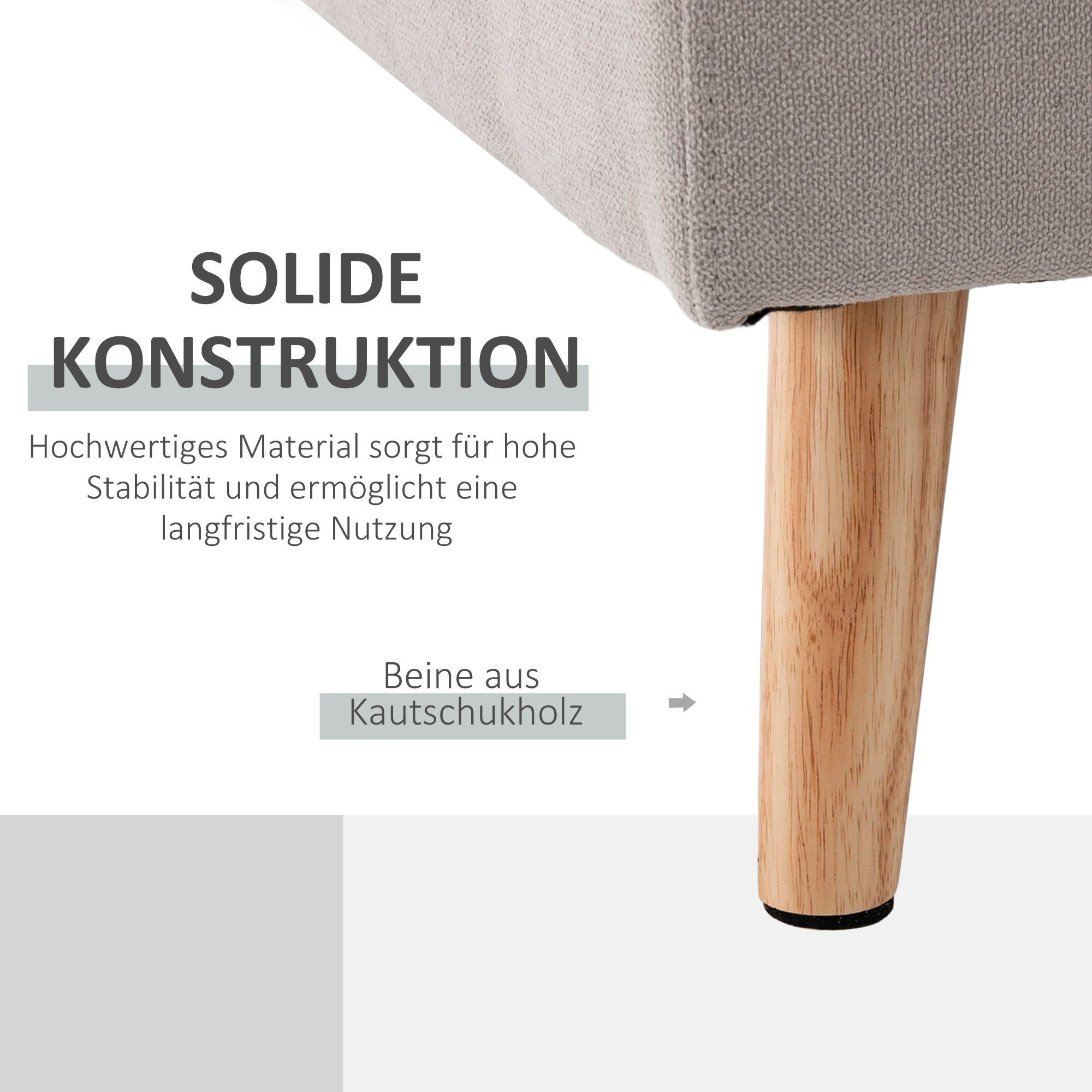 3-Sitzer-Ecksofa, Leinenoptik, Wendbare Chaiselongue, 193x136x85 cm, Hellgrau