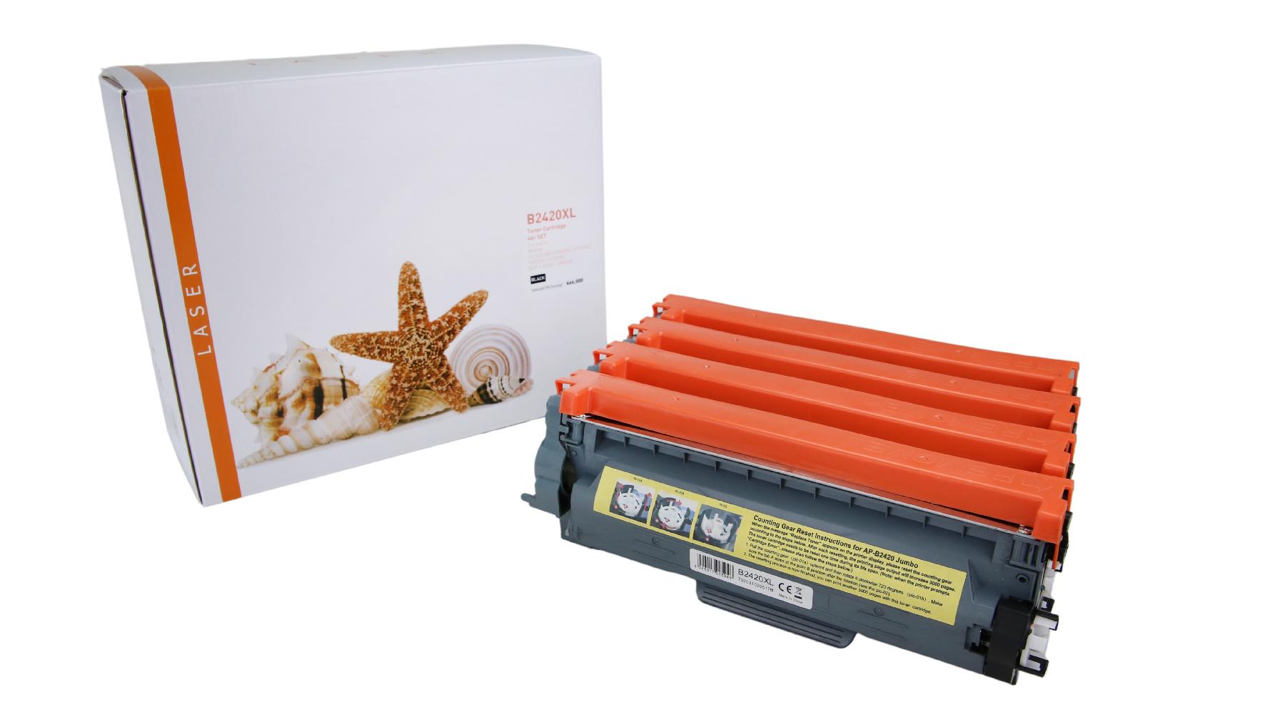 4er Set TN2420XL alternativ Toner black für Brother / TN2420XL / 4x6.000 Seiten