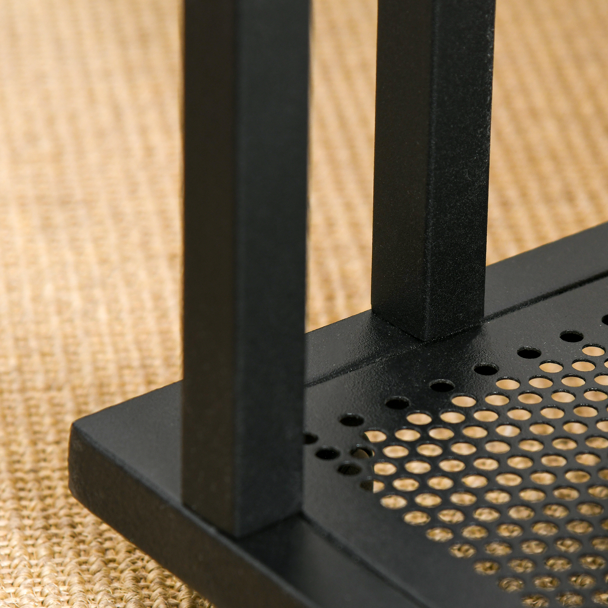 Beistelltisch C-Form Rollwagen Servierwagen Laptoptisch Sofatisch Beistelltisch Nachttisch Betttisch mit Metallgestell Industrie-Design Nachttisch Schwarz + Walnuss gemasert 51 x 36 x 65 cm