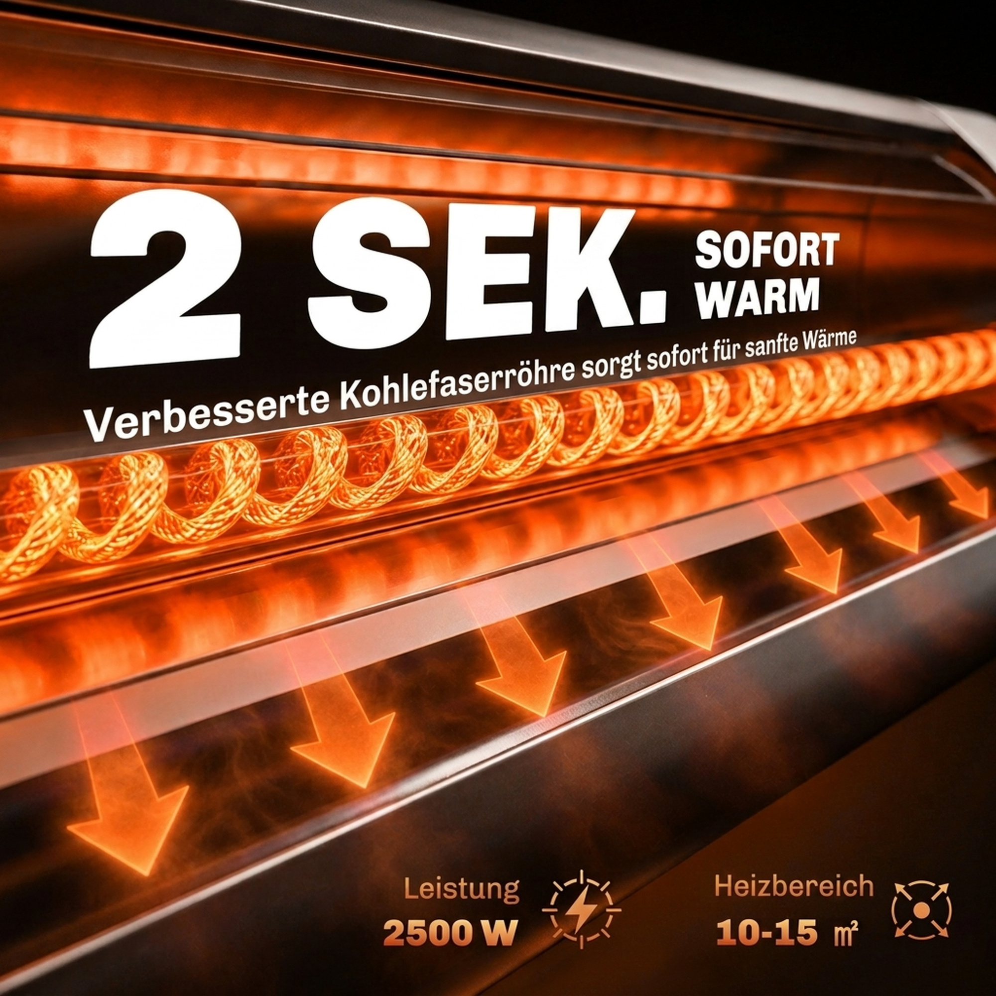 Infrarot Heizstrahler 2500W Terrassenstrahler mit Touch & Fernbedienung 3 Heizstufen höhenverstellbarem Standfuß