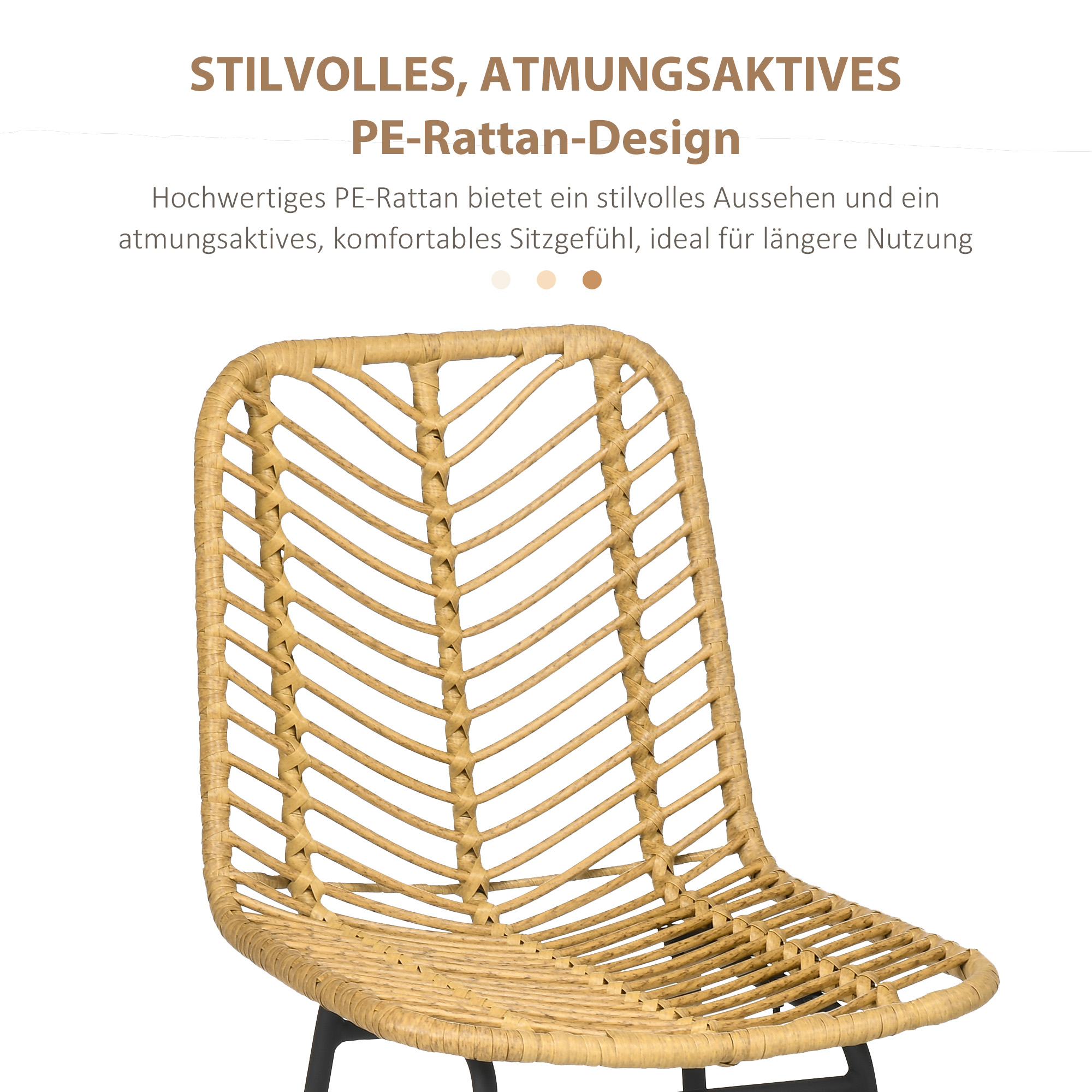 2er Set Barhocker mit Lehne Barstühle im Boho-Design, PE-Rattan, inkl, Fußtstütze, 42,5 cm x 52 cm x 102 cm, Gelb + Schwarz