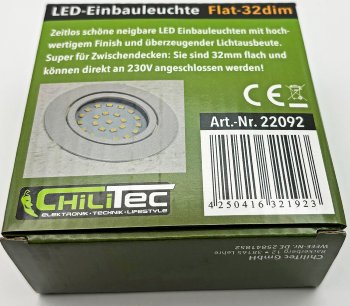LED-Einbauleuchte "Flat-32dim" warmweiß, 80x32mm, 5W, 590lm, weißes Gehäuse