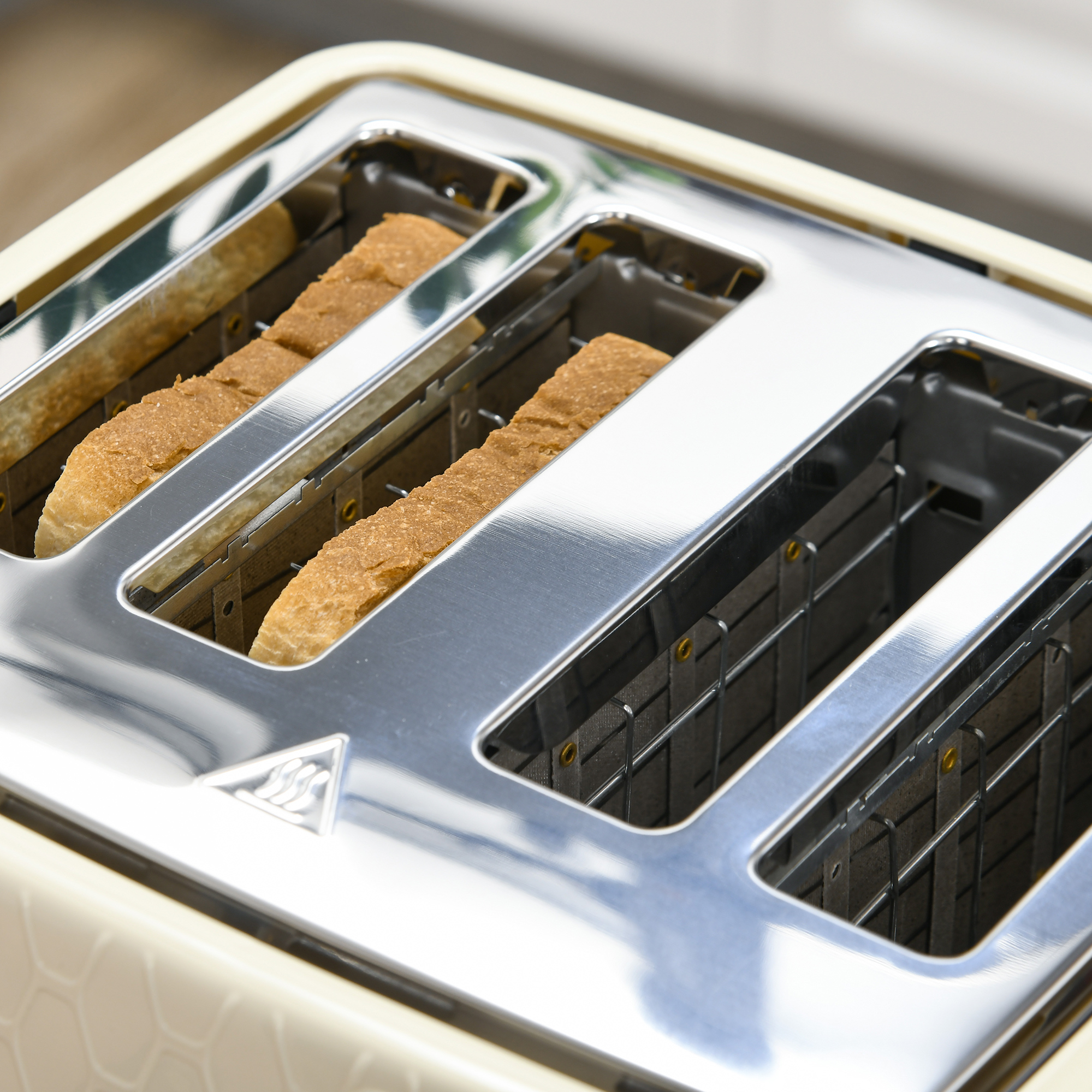 2-in-1 Küchenset, Toaster und Wasserkocher, mehrere Optionen, 1,7 L, 4 Toastscheiben gleichzeitig, Kunststoff, Beige