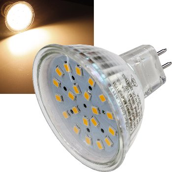 LED Strahler MR16 "H40 SMD" / 120°, 3000k, 330lm, 12V/3W, warmweiß