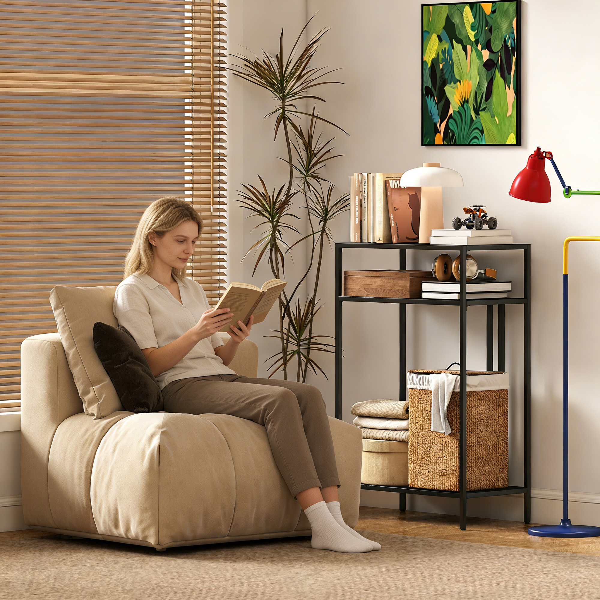 Konsolentisch 3-stufige Ablagen Schmaler Eingangsbereichstisch Stahlrahmen für Wohnzimmer Flur 55 cm Schwarz