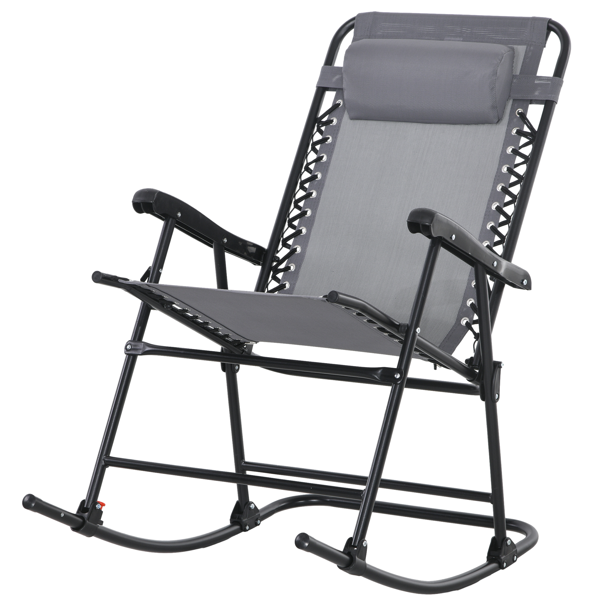 Outdoor Schaukelstuhl, wetterfest, klappbar, mit Kopfkissen, bis 120 kg, Hellgrau