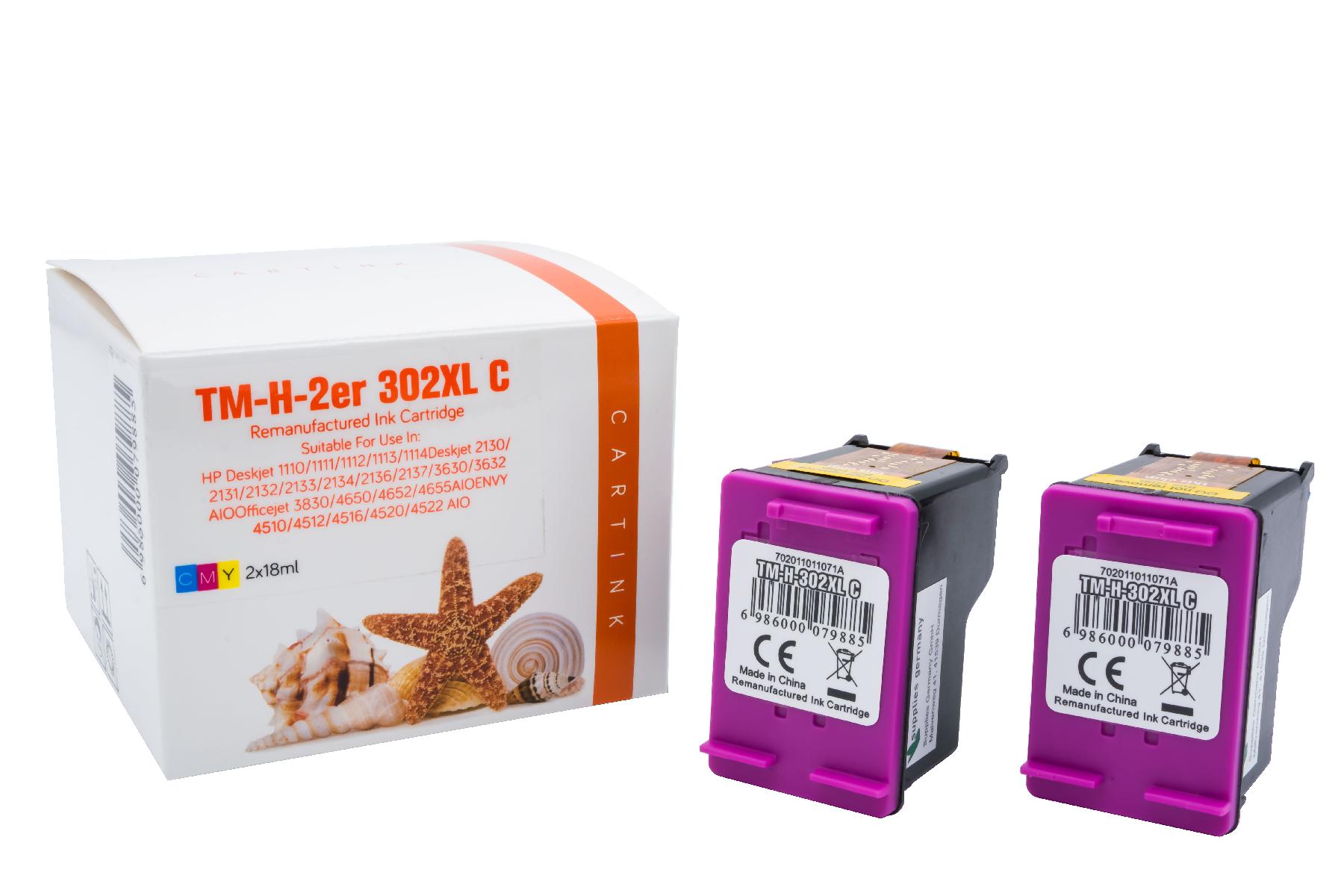 302CXL Doppelpack Refill Tinte Color für HP / F6U67AE  / 2x18ml