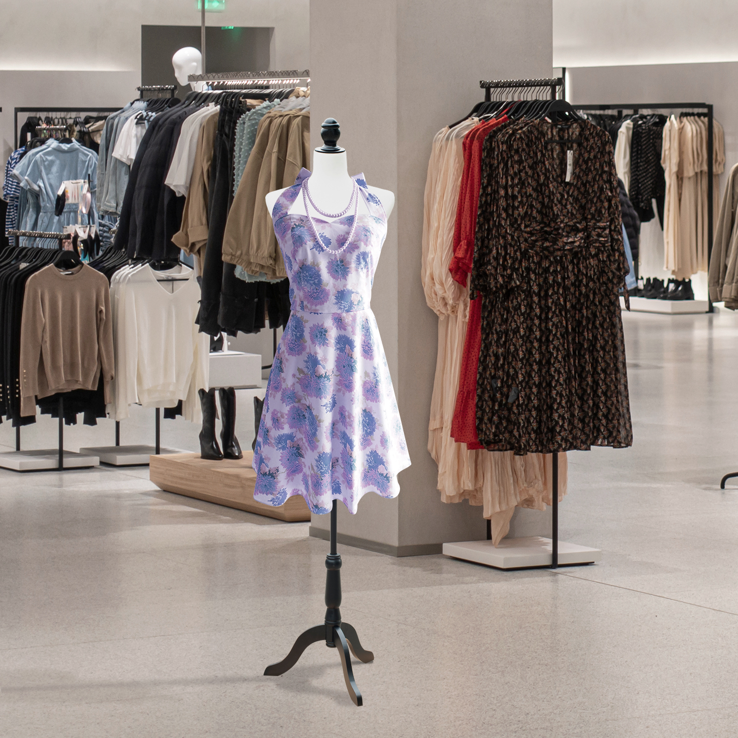 Mannequin-Torso, Kleiderpuppe, Schaufensterpuppe, Schaumstoff, Holz, Metall, Weiß