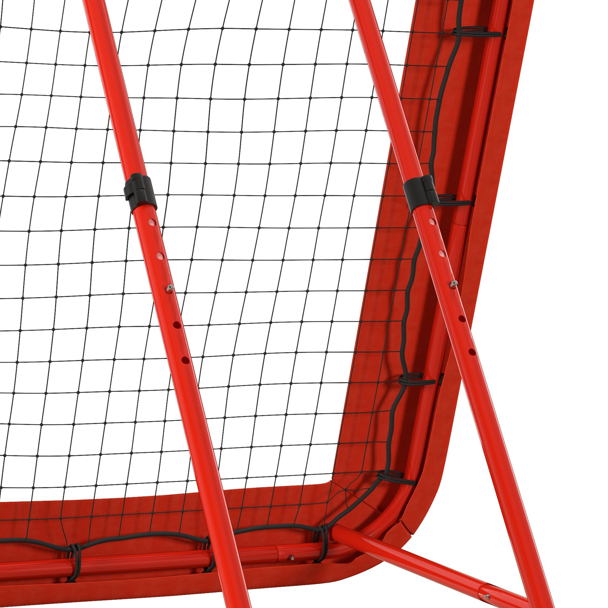 Fußball-Rückprallnetz, verstellbar, faltbar, Metallrahmen, Allwetter-PE-Netz, inkl. Heringe, Rot