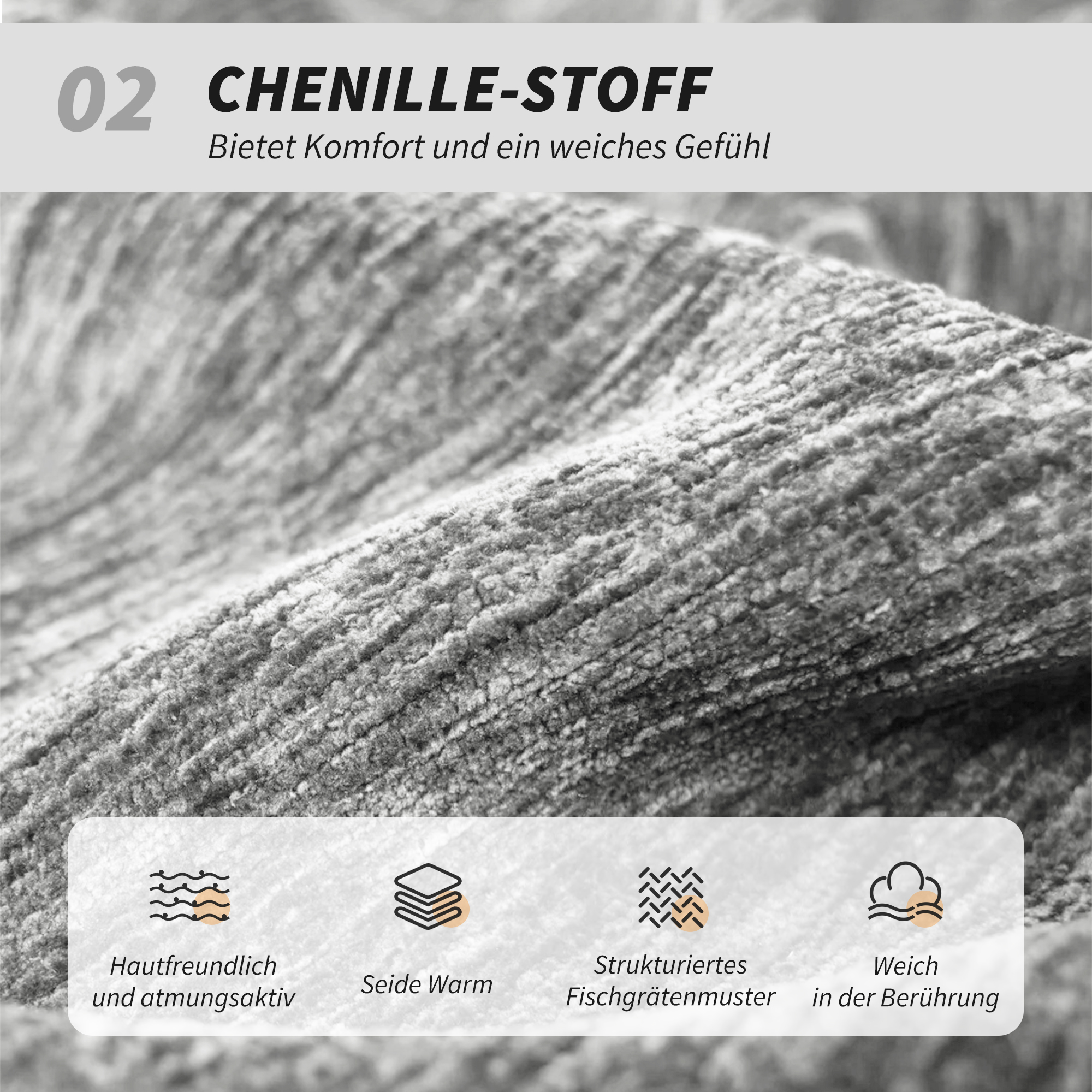 Armloser Polsterstuhl, drehbarer gepolsterter Bürostuhl mit weichem Stoffbezug, höhenverstellbar, Stahlbeine, Grau