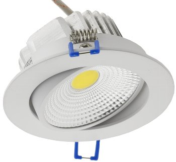 LED-Einbauleuchte "COB-7", 7W, 550lm / 3000K, 75°, Ø109xT47mm, Rahmen weiß