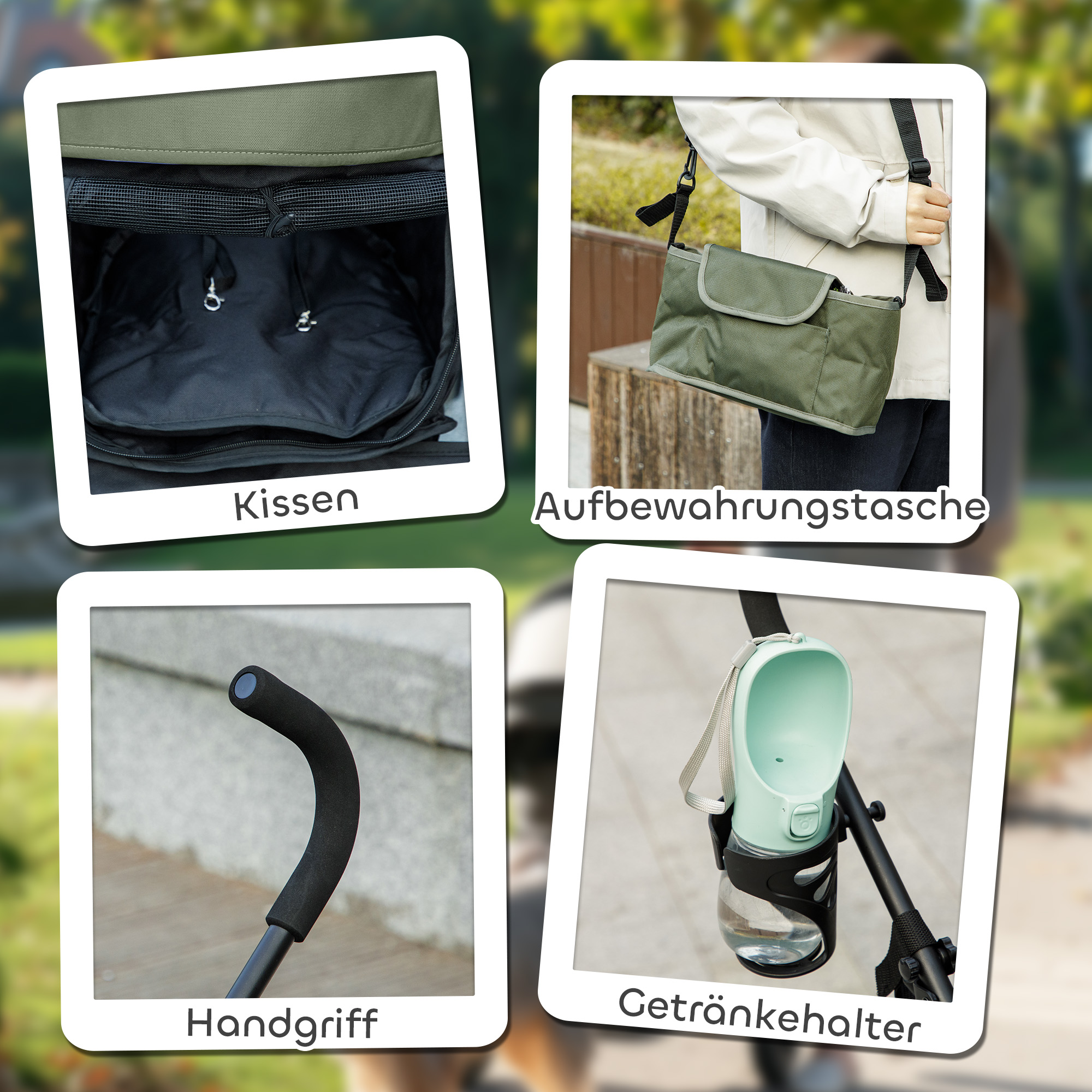 Haustierwagen, Sicherheitsleinen, Netzfenster, 76L x 44B x 103H cm, Dunkelgrün