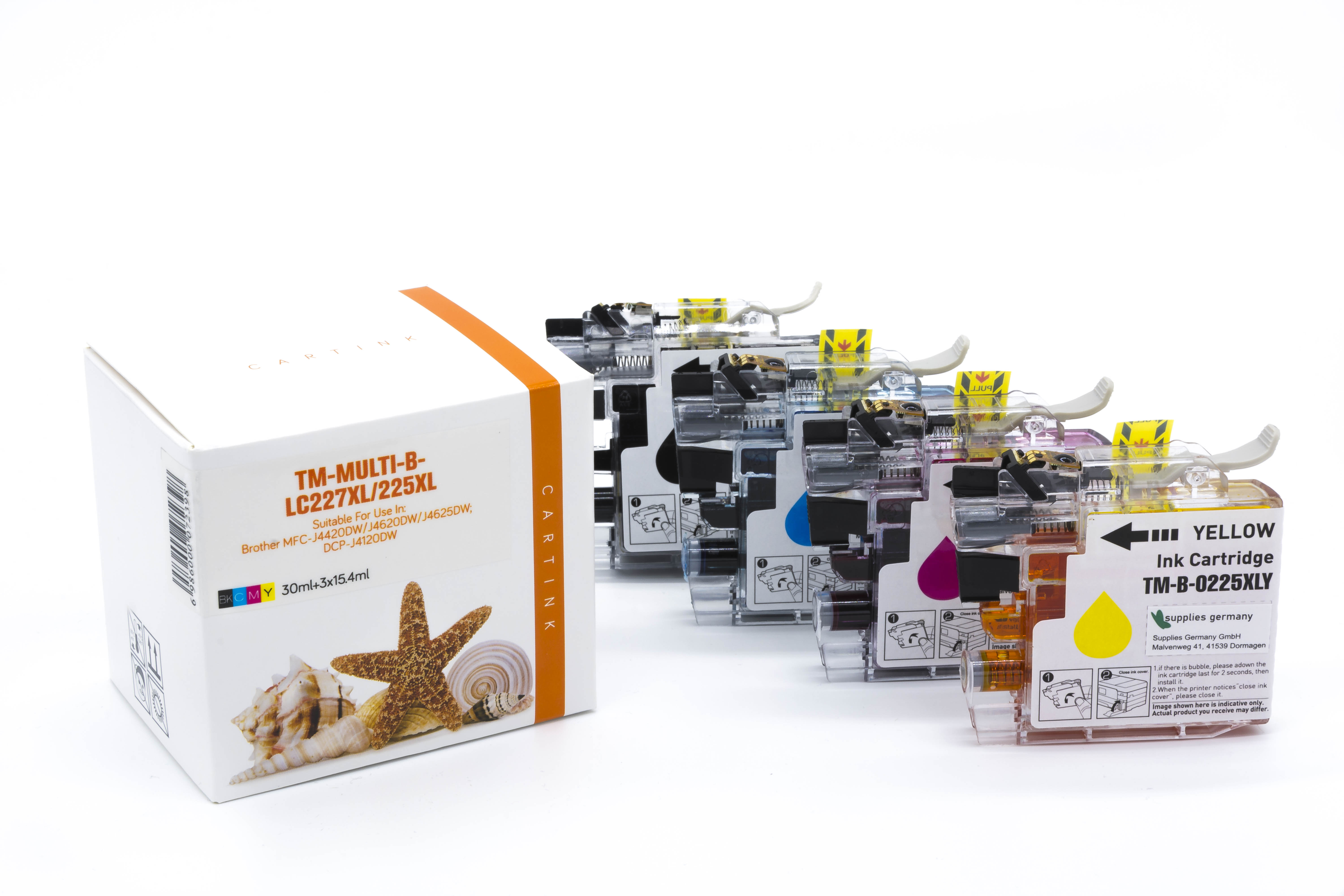 Multipack LC227/225XL alternativ Tinte für Brother / LC227XLVALBP / BK25ml / C,M,Y11ml