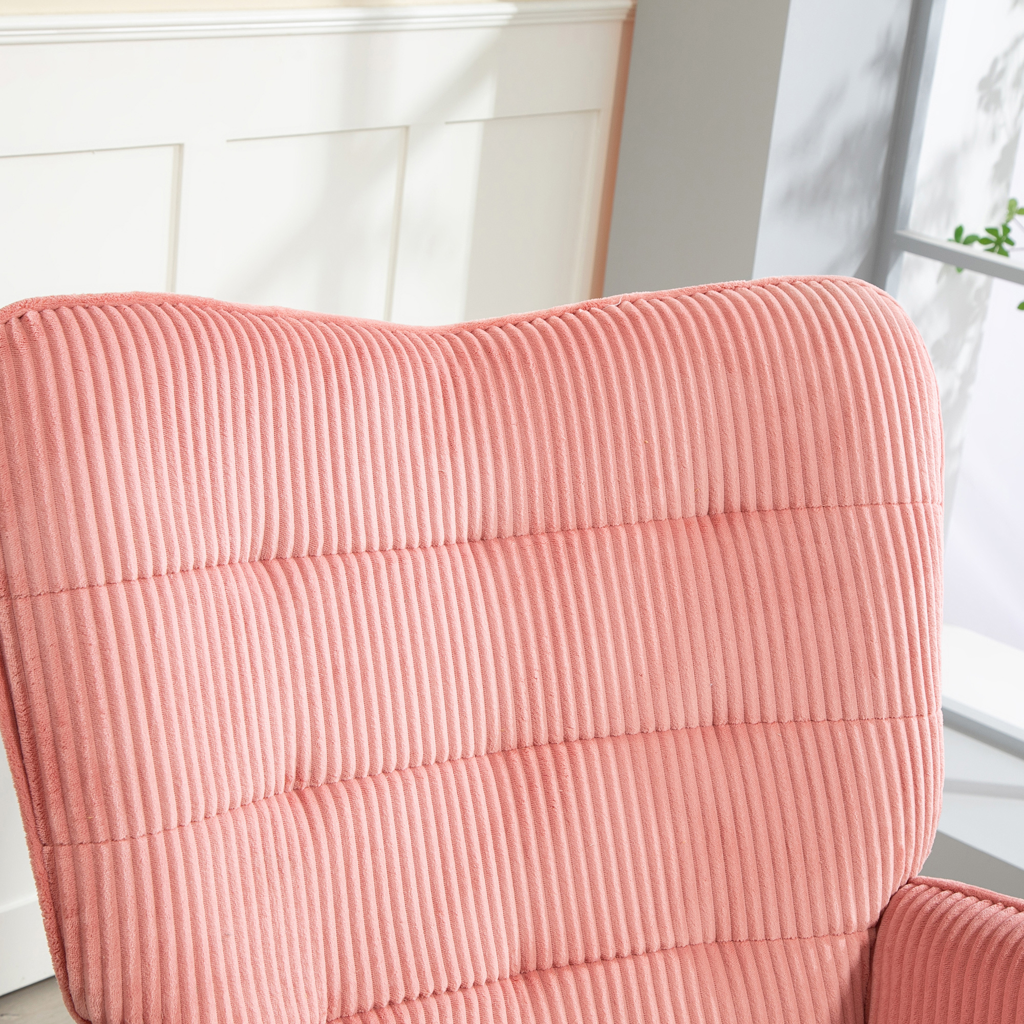 Schaukelstuhl, Relaxsessel, Schaukelsessel, belastbar bis 120 kg, Polyester, 98 x 71 x 101 cm, Rosa