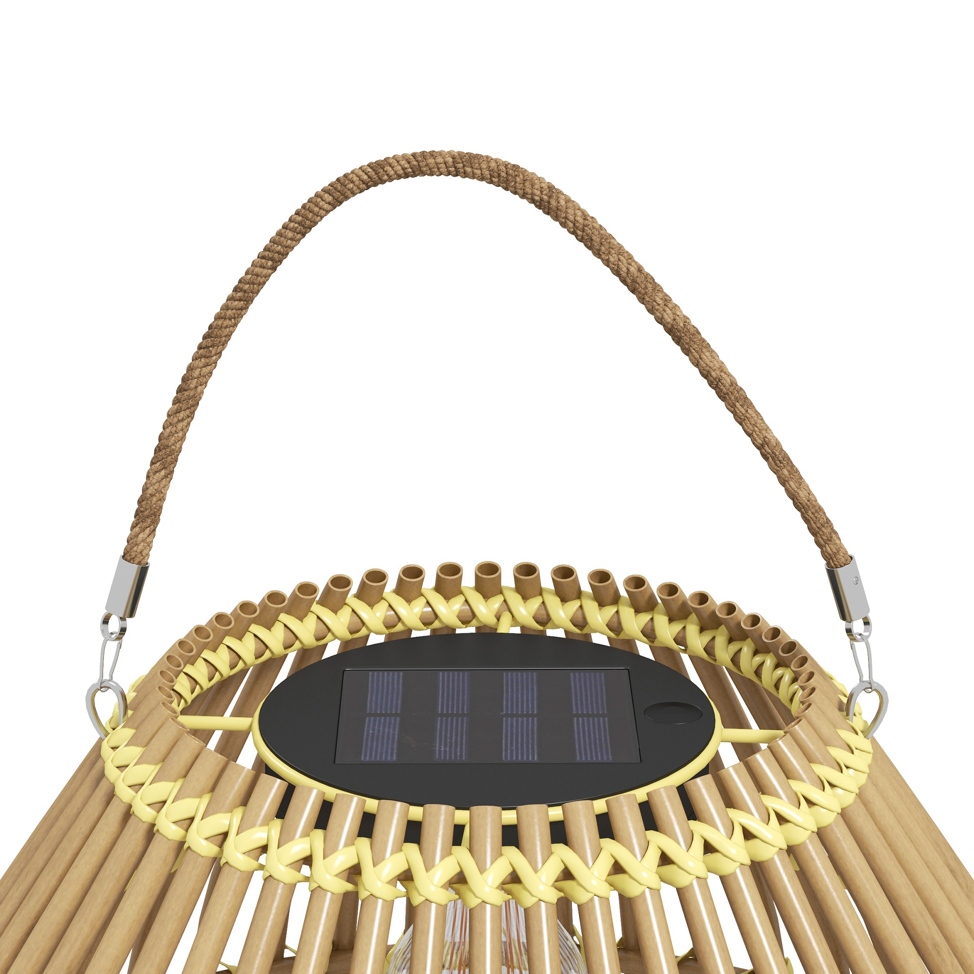 Gartenleuchte Solarleuchte Garten-Solarleuchte, PE-Rattan, Boho-Design, 31 cm x 31 cm x 32 cm, Gelb