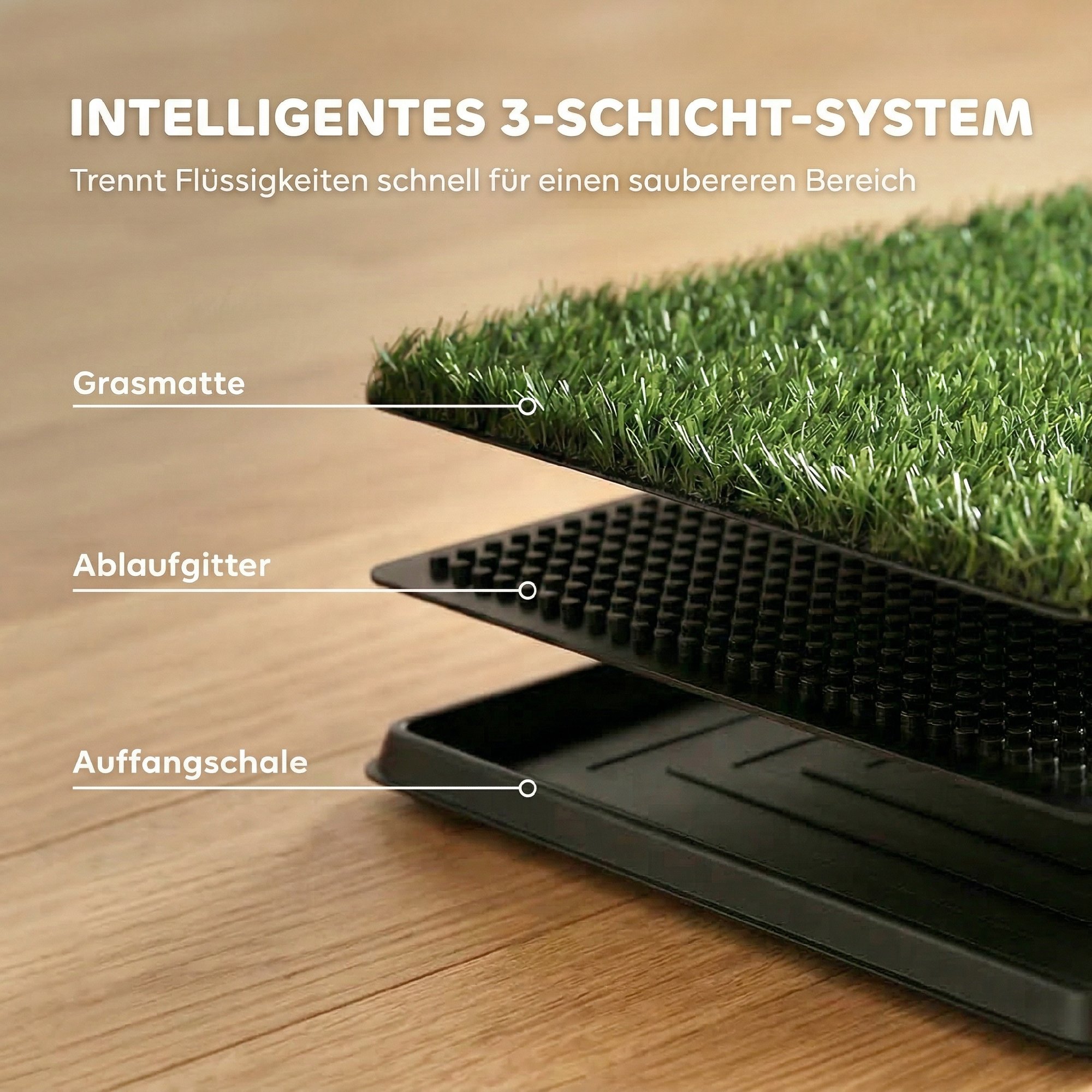 Hundetoilette 76 x 50,5 cm Hundeklo mit 1 Kunstrasen waschbar Welpentoilette für Hunde für Balkon Zuhause Schwarz+Grün