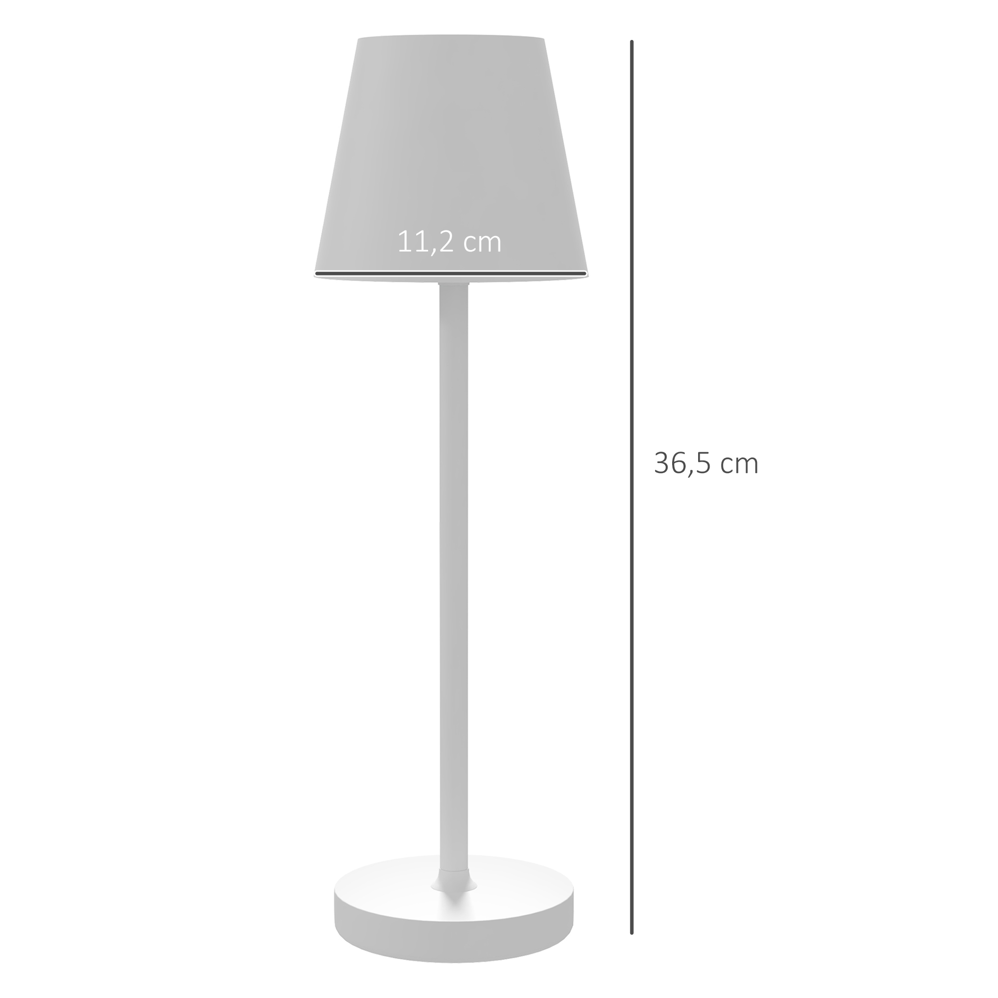 Aufladbare USB-Tischleuchte mit 3 Lichtfarben, Tragbare USB-Nachttischlampe mit Touch-Schalter, Metall, Weiß
