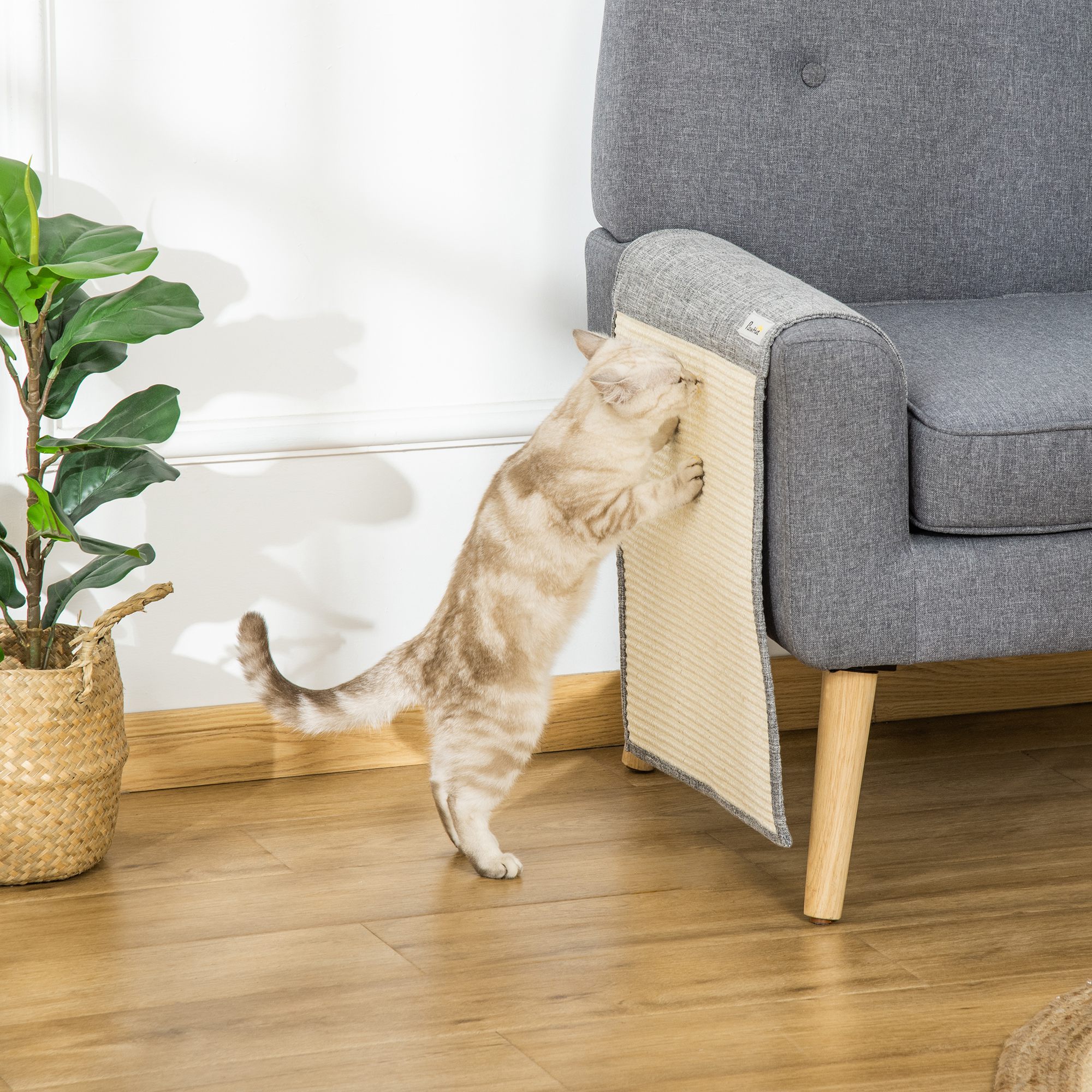 2er Kratzmatte Kratzschutz Sofa Sisal Kratzteppich für Katze Sessel Couch Katzenkratzmatte Grau 130 x 45 x 0,3 cm