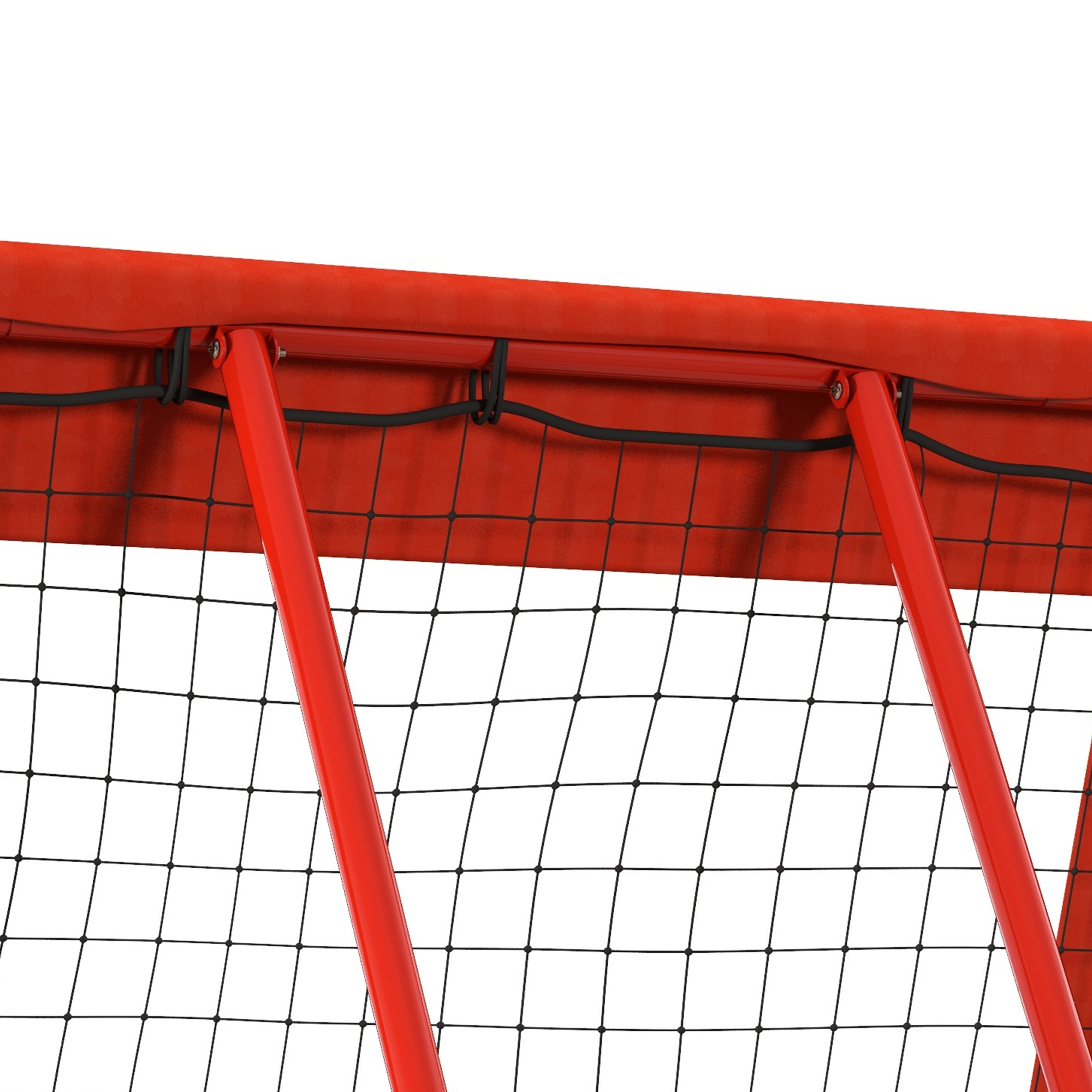 Fußball-Rückprallnetz, verstellbar, faltbar, Metallrahmen, Allwetter-PE-Netz, inkl. Heringe, Rot