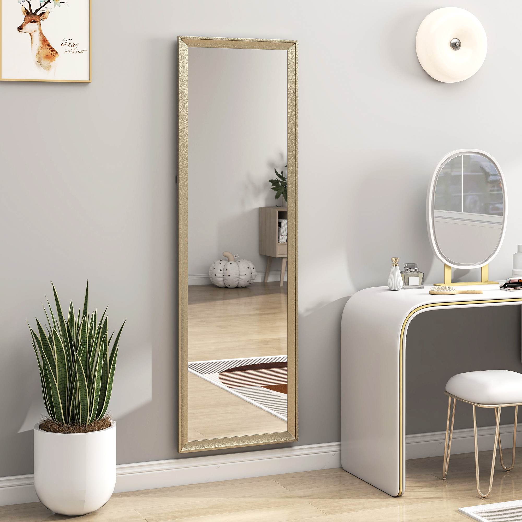Ganzkörperspiegel, flexibel platzierbar, 160 x 50 cm, Goldton