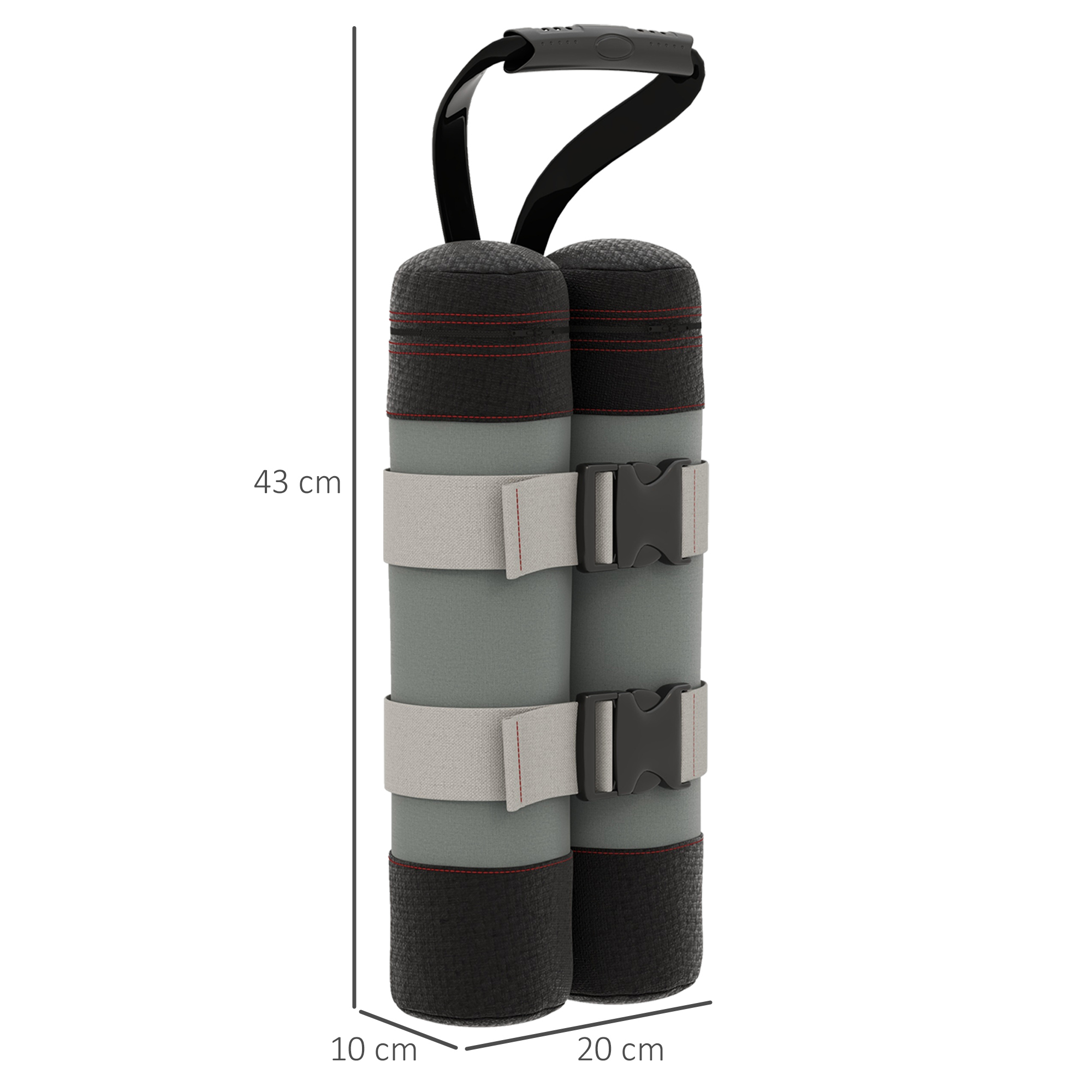Sandsäcke für Pavillons, 4er-Set, 48 kg, ohne Sand, mit Fixierriemen, wetterfest, Schwarz
