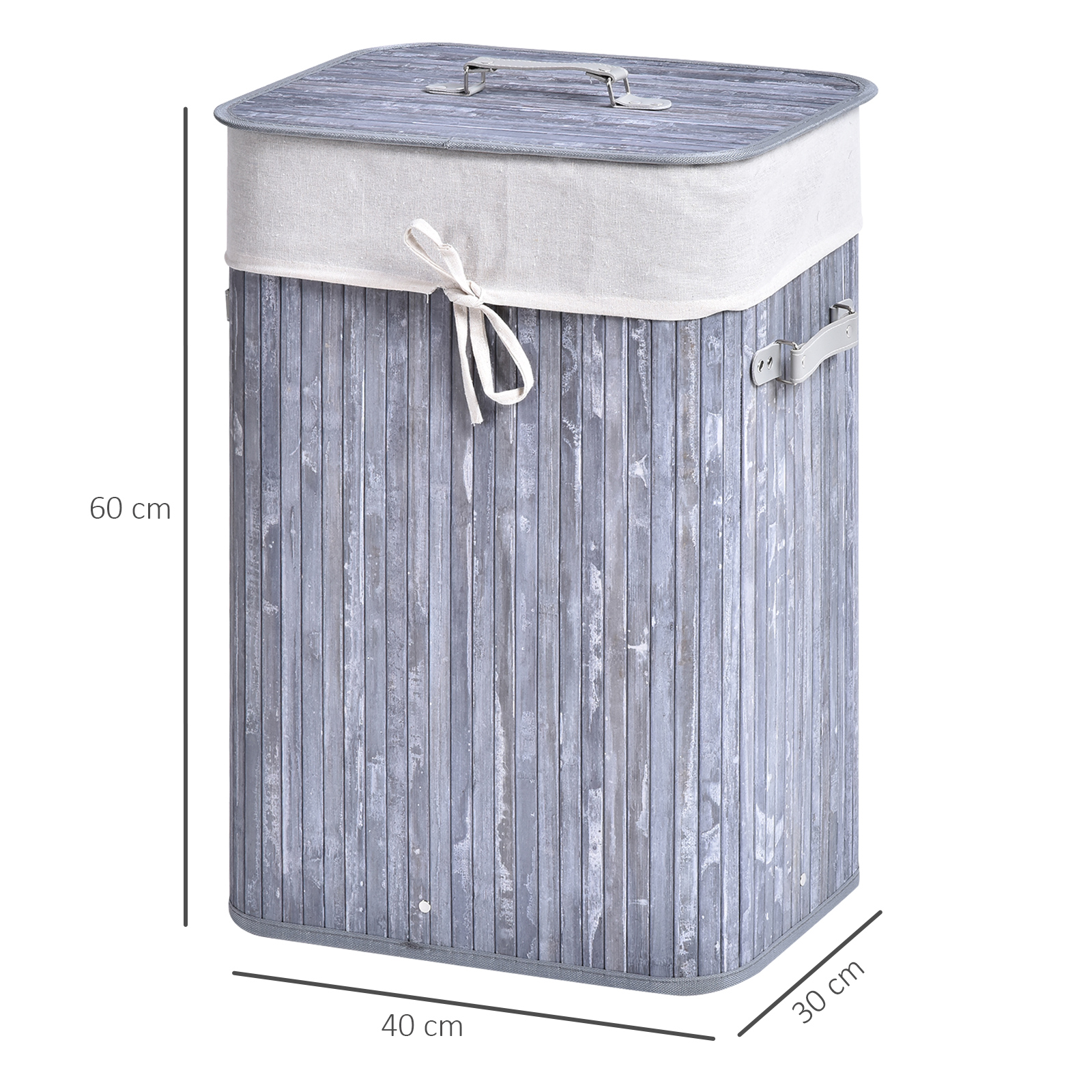 Wäschekorb schmal mit Deckel 72L Wäschesammler mit Griff, herausnehmbarer Wäschesack, Wäschebox für Waschküche Schlafzimmer Badezimmer, Grau