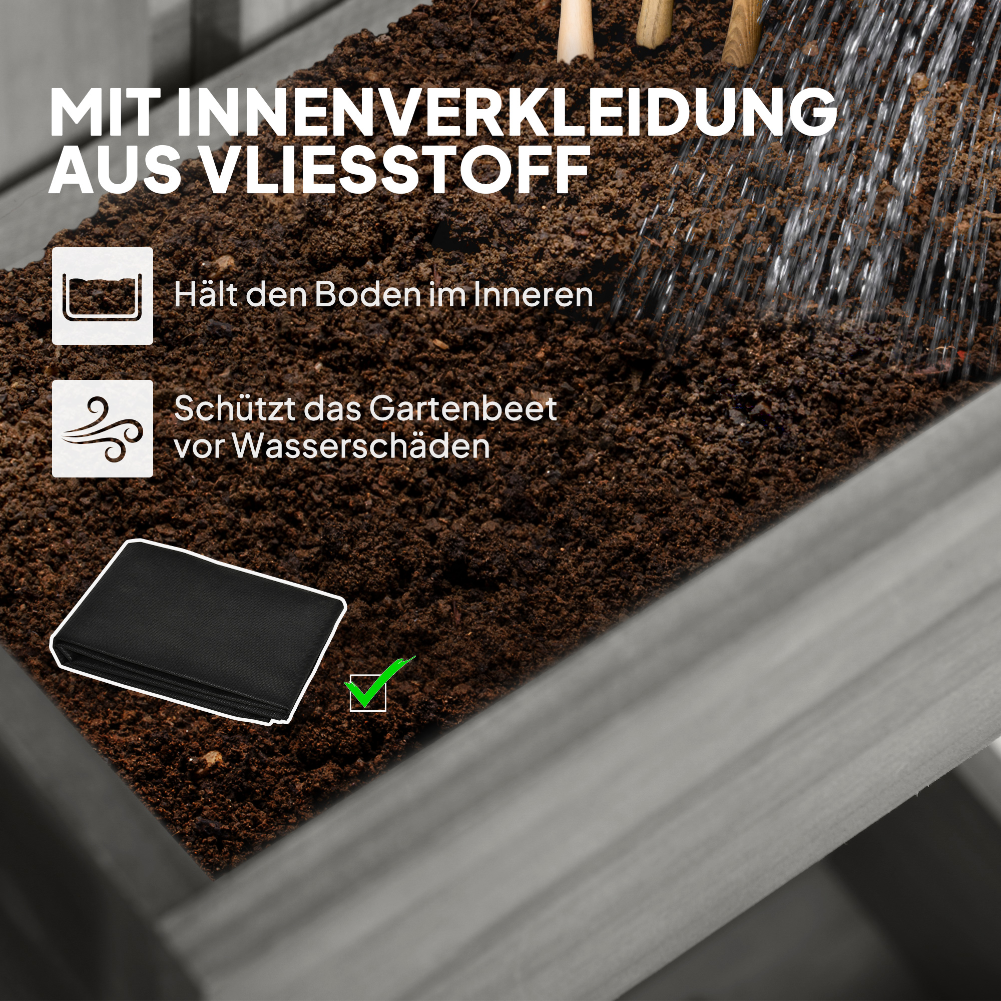 Blumenkasten-Set, Wandmontage, frei versetzbar, Massivholz, 60 x 16 x 80 cm