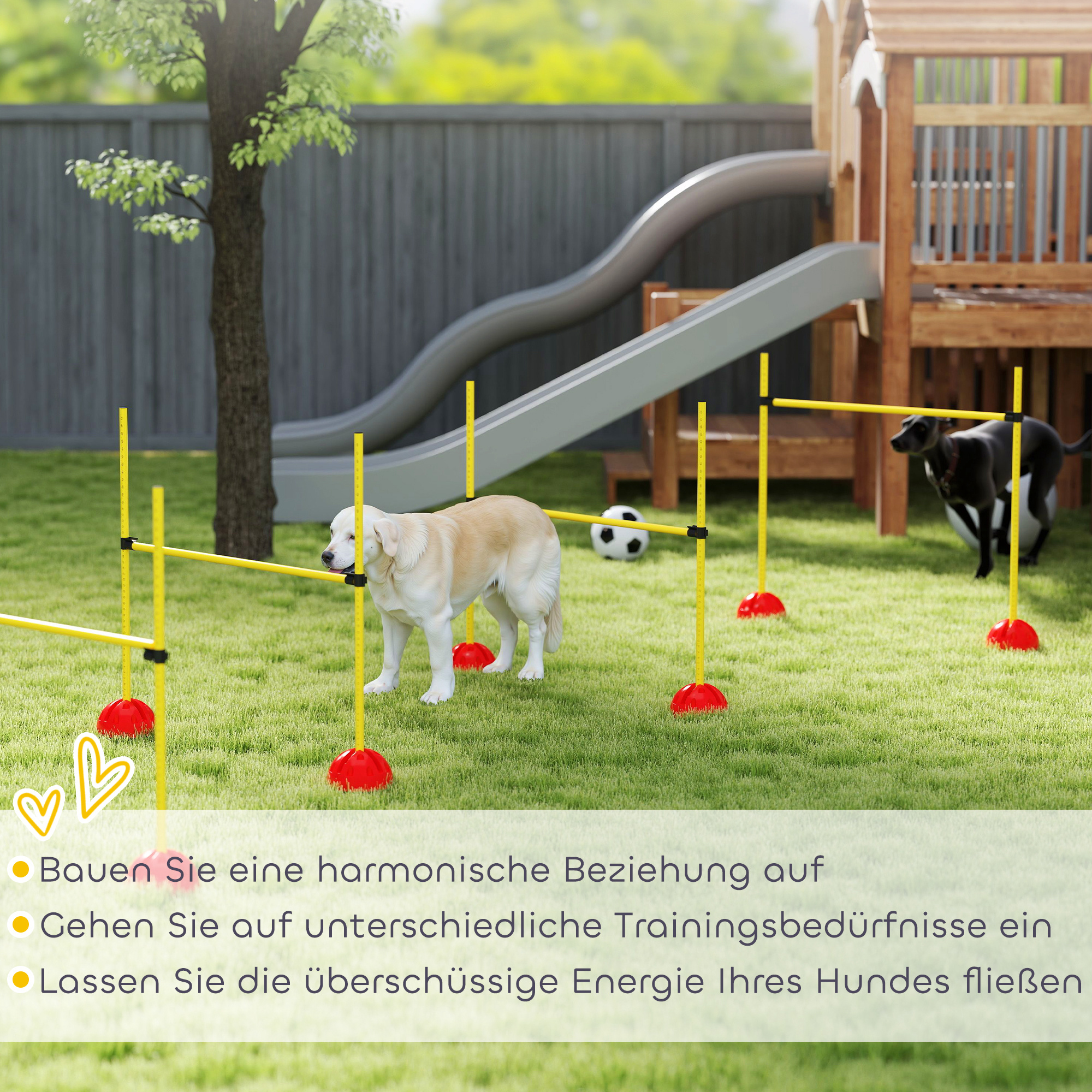 4-teiliges Hunde-Agility-Set mit 4 Hürden und Tragetasche für das Sprungtraining, Gelb