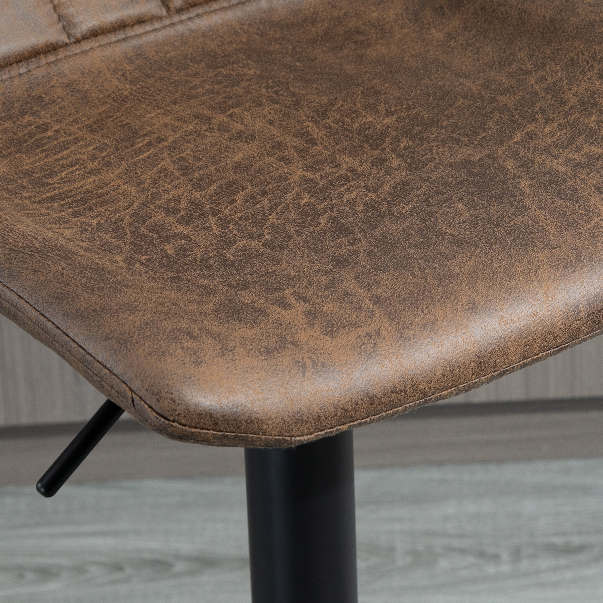 2er-Set Barhocker im Retrodesign, inkl. Fußstütze, höhenverstellbar, Gaslift, Braun + Schwarz