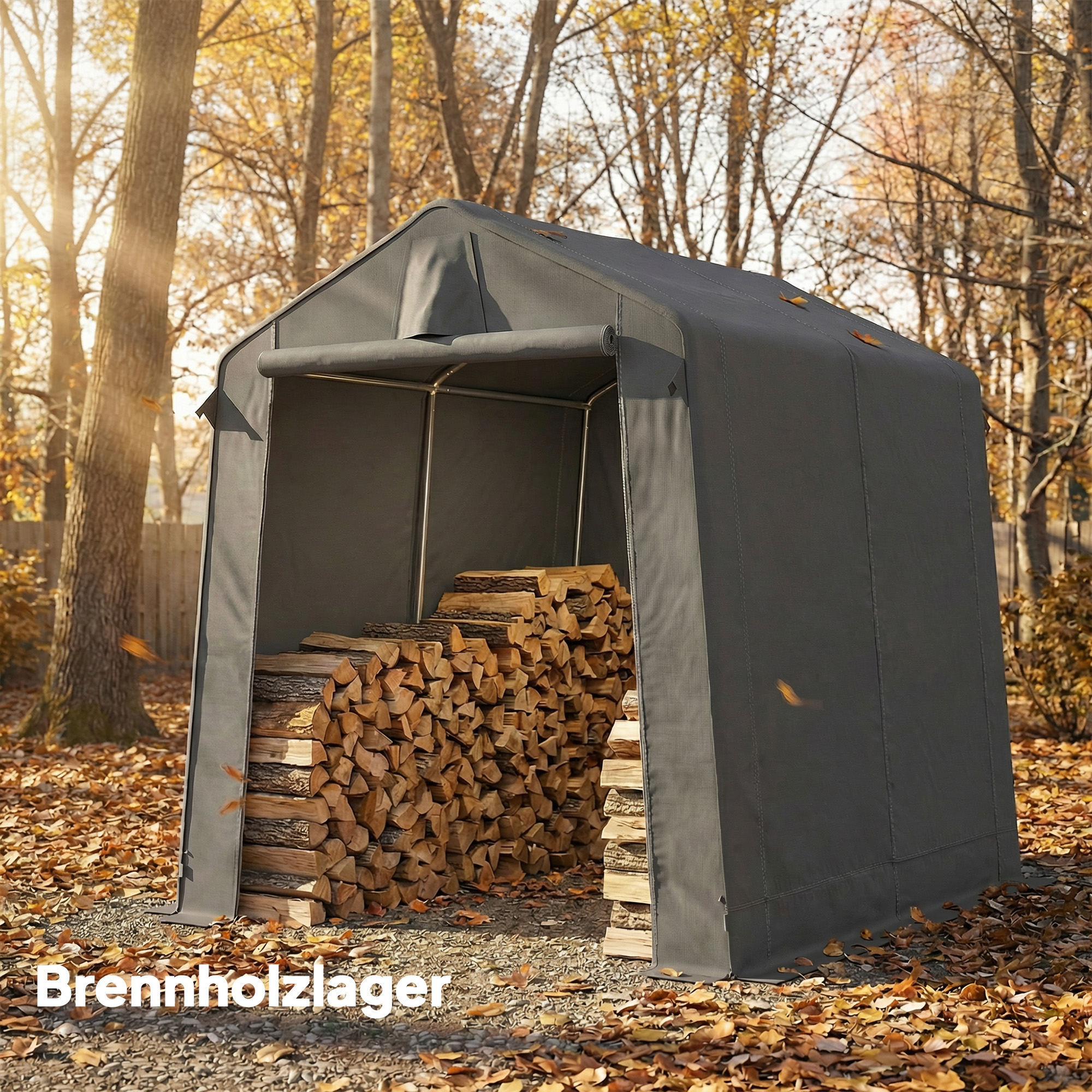 Garagenzelt 2,3 x 1,9 m wasserabweisend Gerätezelt mit Rollbar Reißverschlusstür Belüftung Satteldach Dunkelgrau
