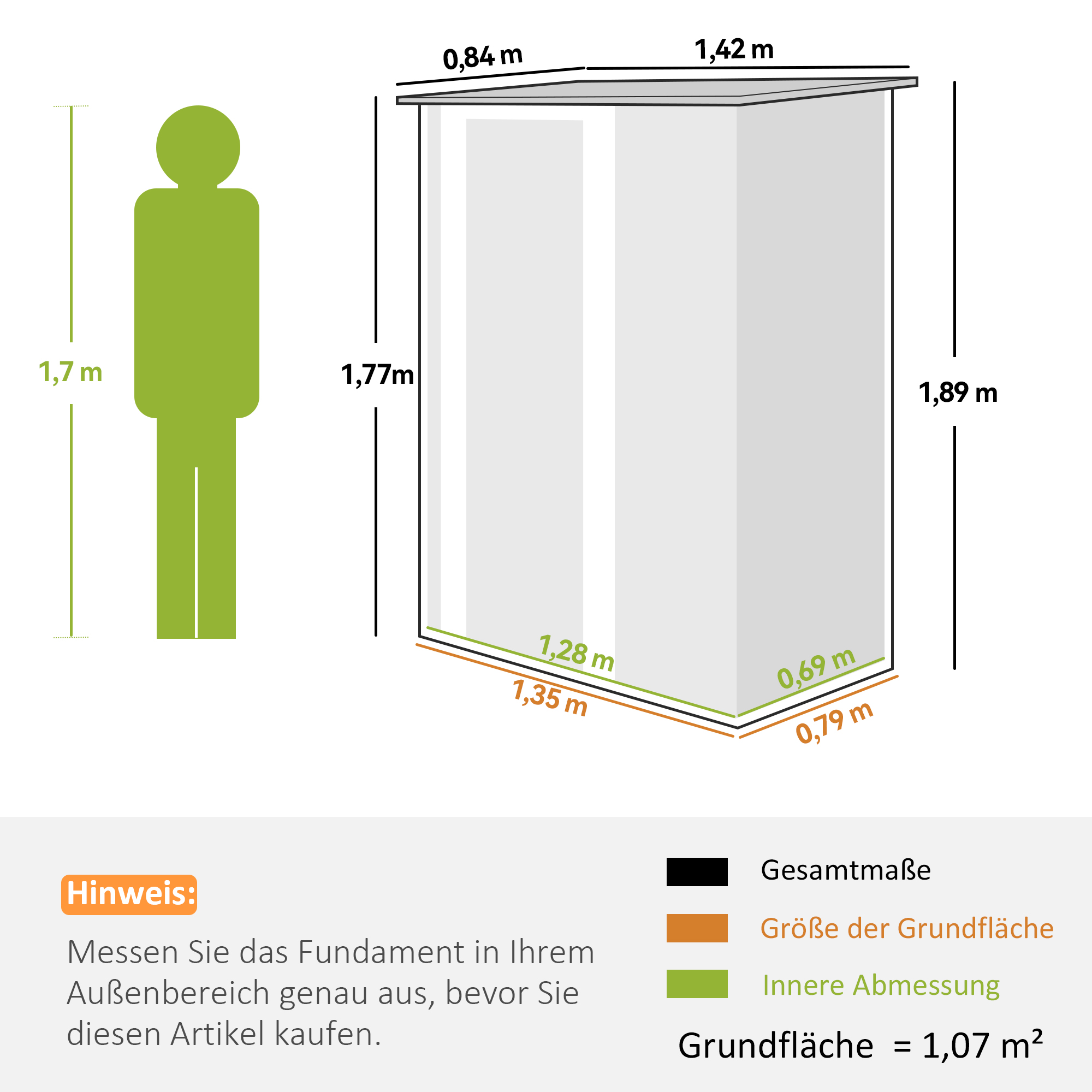 Gerätehaus 1,07 m² mit Schrägdach, 142 x 86 x 189 cm Geräteschuppen mit abschließbar Tür, Gartenhaus, Stahl, Braun