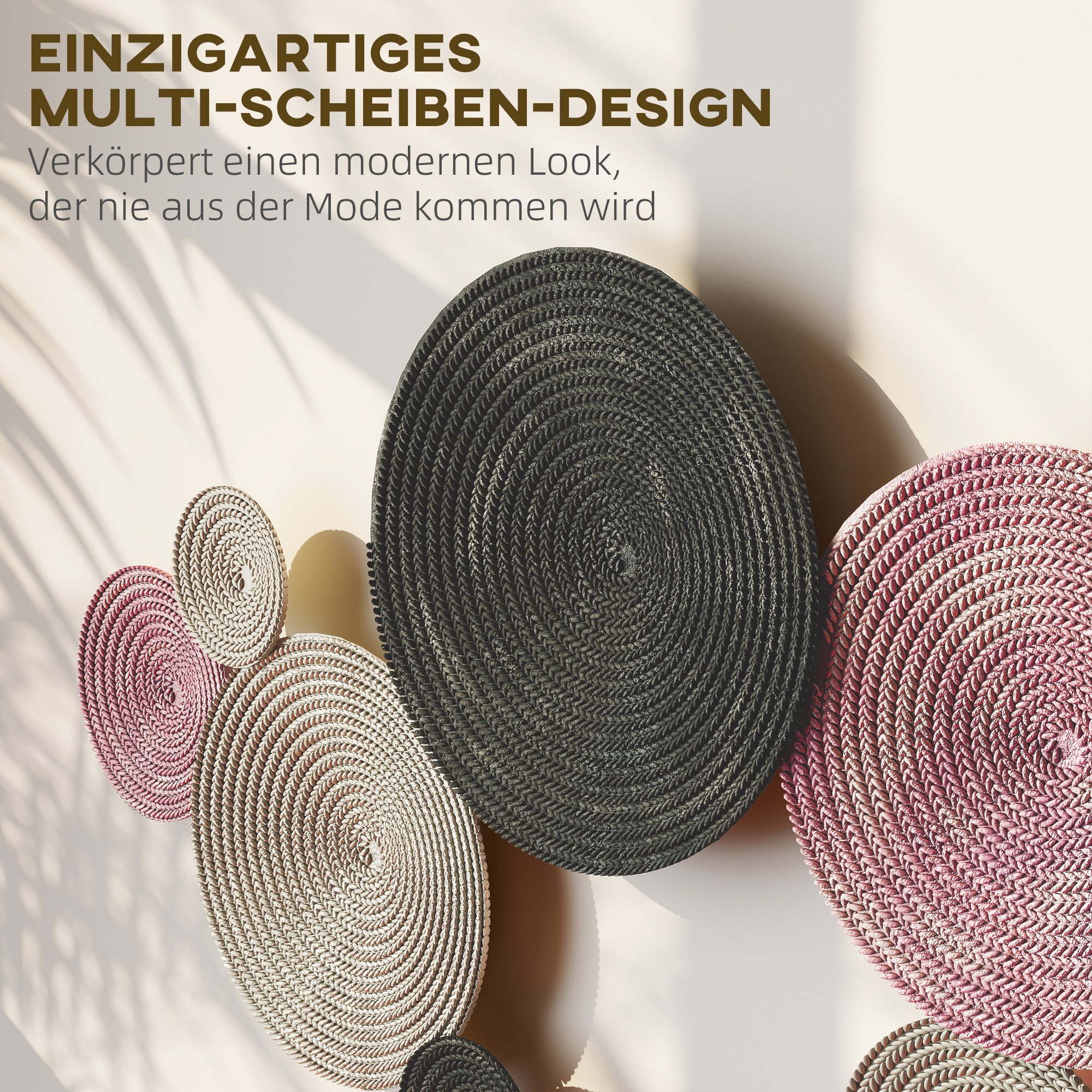 Wanddekor-Set im Disk-Design, 8 Metallscheiben, vielseitig einsetzbar, Mehrfarbig