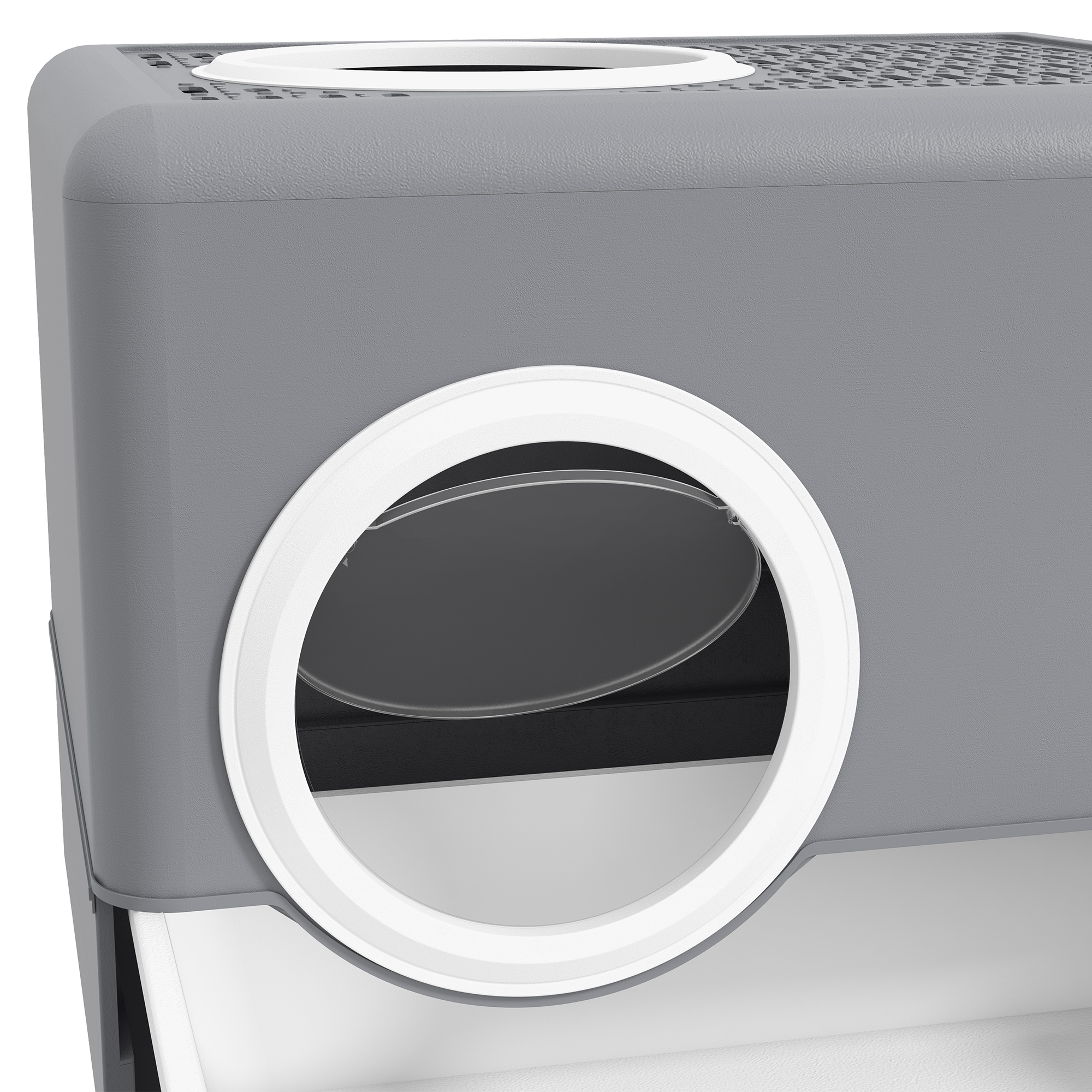 Katzentoilette Katzenklo, 2 Ausgänge, herausnehmbare Bodenwanne, 52 x 41 x 38, 5 cm, Grau