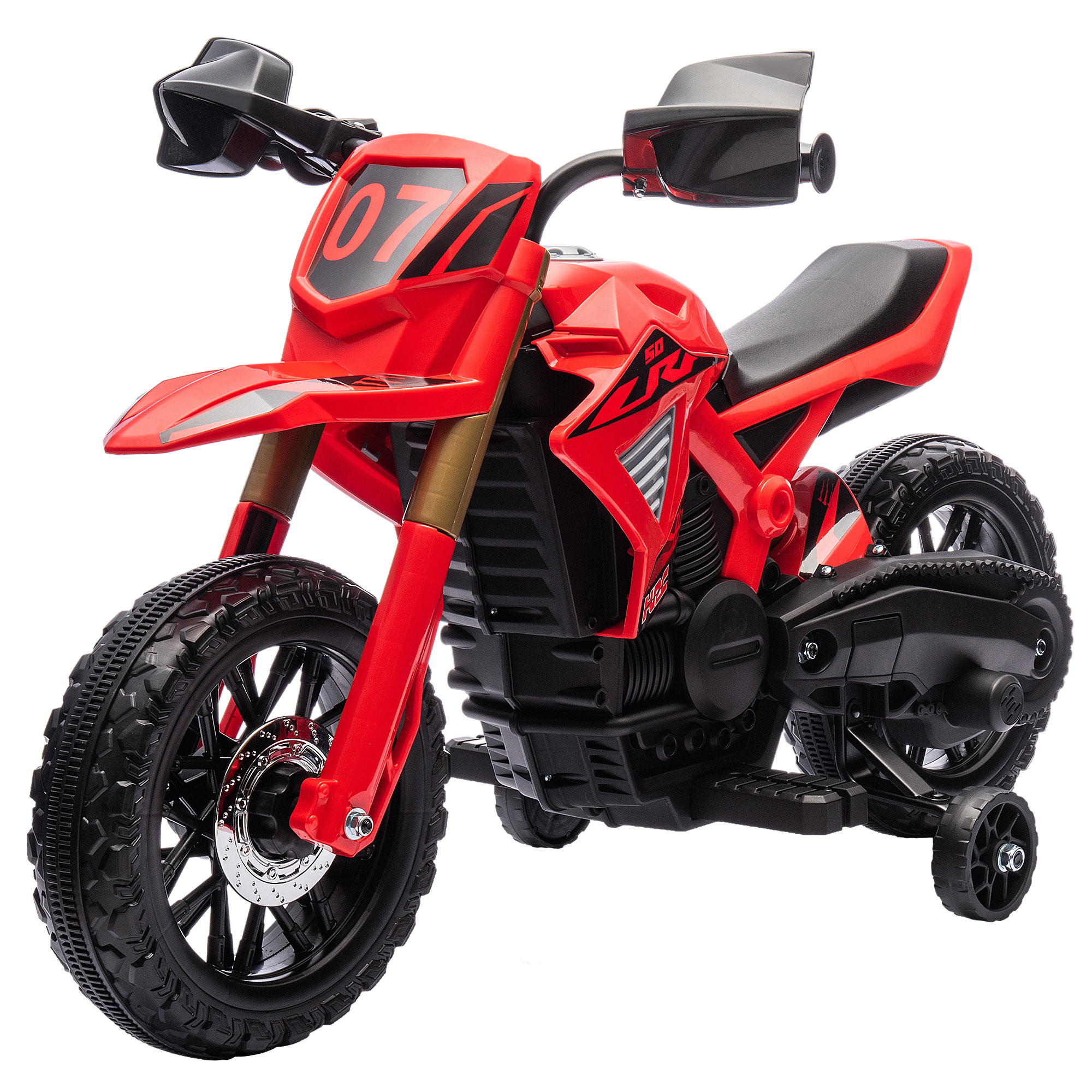 Elektro-Motorrad für Kinder, 6V Batterie-Antrieb, Stützräder, Hupe, Startgeräusch, 3-8 Jahre, Rot