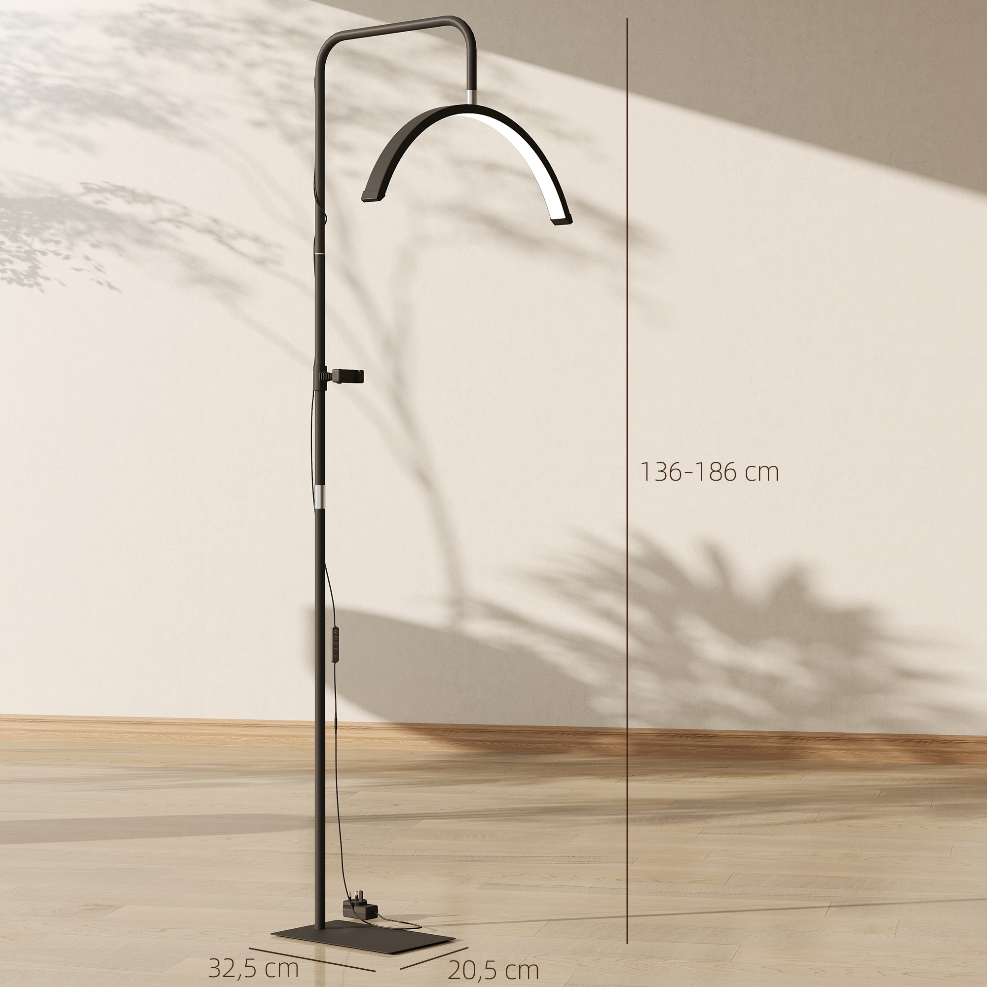 LED Halbmond Wimpern Lampe mit Telefonhalter 350° Drehbar Beauty-Ringlicht Warme Lampe mit Einstellbar Höhe