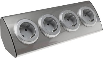 4-fach Steckdosenblock Edelstahl / 90° für Eck- &  Aufbaumontage