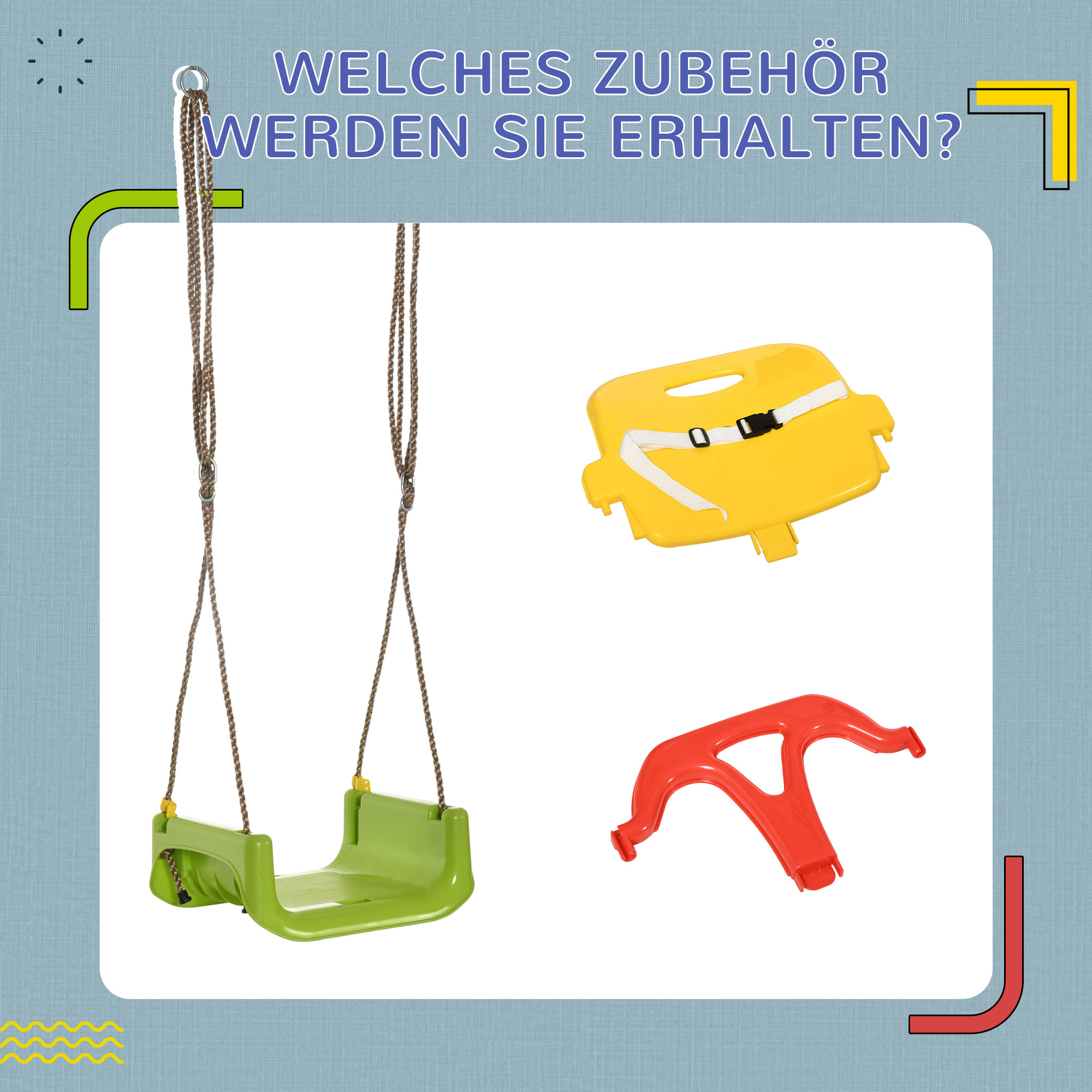 Babyschaukel 3 in 1 verstellbar Kinderschaukel mit Rückenlehne, Anschnallgurt, für Kinder von 9-36 Monaten, Grün
