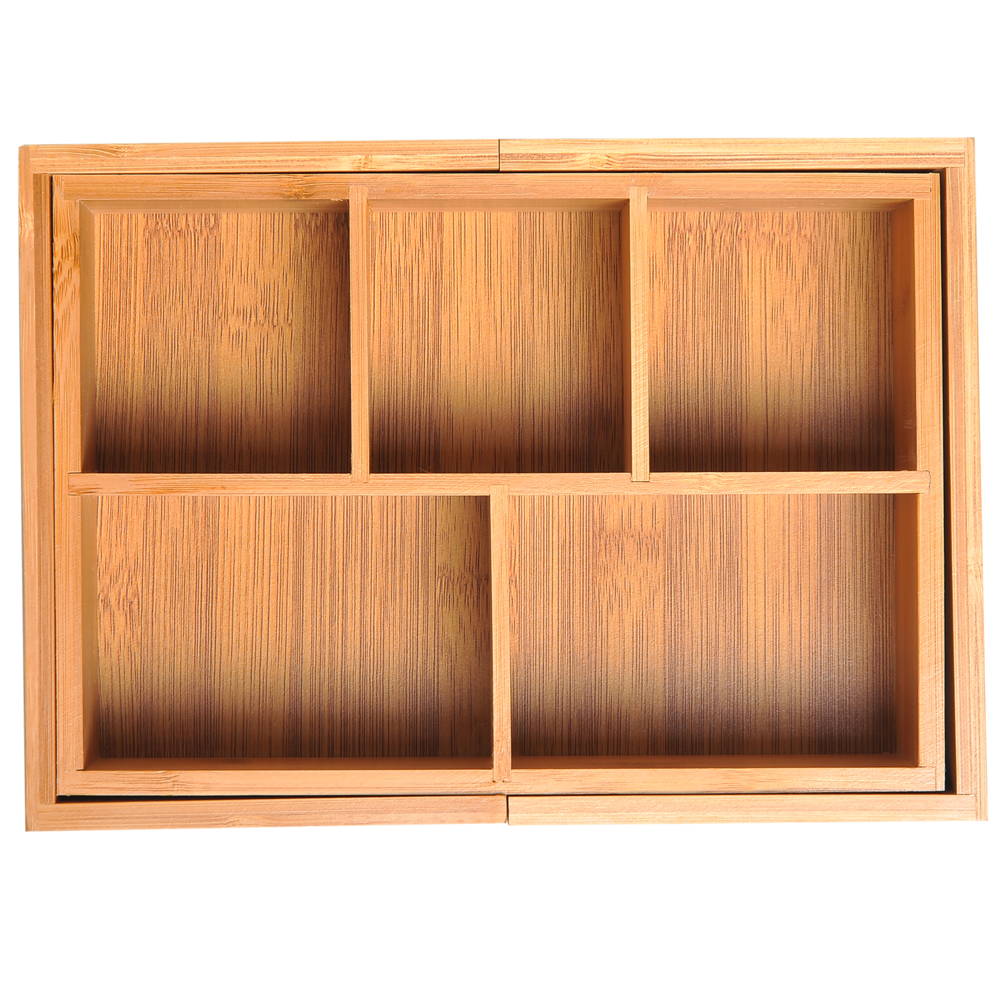 Aufbewahrungsbox Ordnungsbox Schubladen Organizer ausziehbar Bambus Natur 24,6 x 17,6 x 7 cm