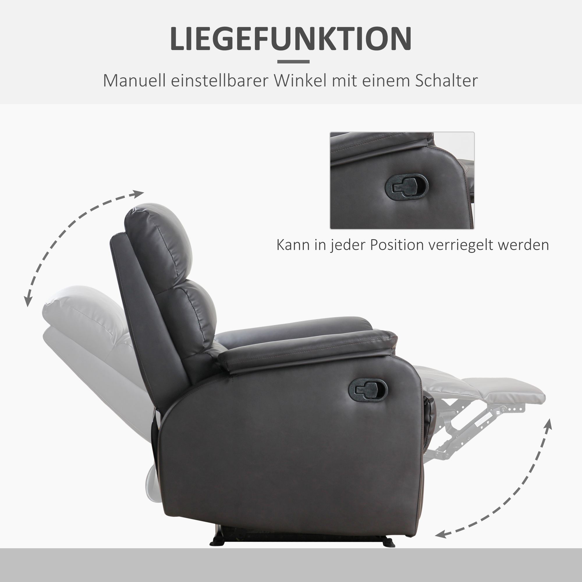Relaxsessel Fernsehsessel Couch-Sessel Liegesessel Winkelschreibtisch mit CPU-Ständer verstellbar ergonomisch Kunstleder Stahl Braun 75 x 92 x 99 cm