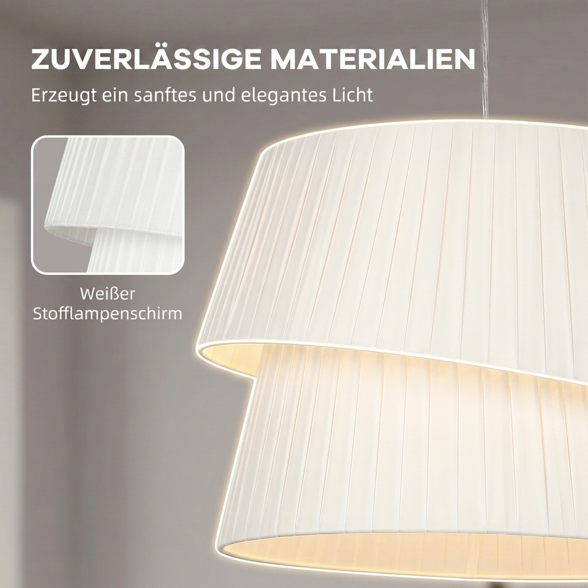Pendelleuchte mit doppeltem Schirm, höhenverstellbar, für Wohnzimmer, Weiß