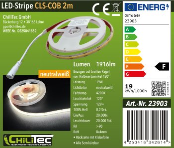 LED-Stripe "CLS-COB V2" 2m, neutralweiß, 12V, 19W,  1916 Lumen